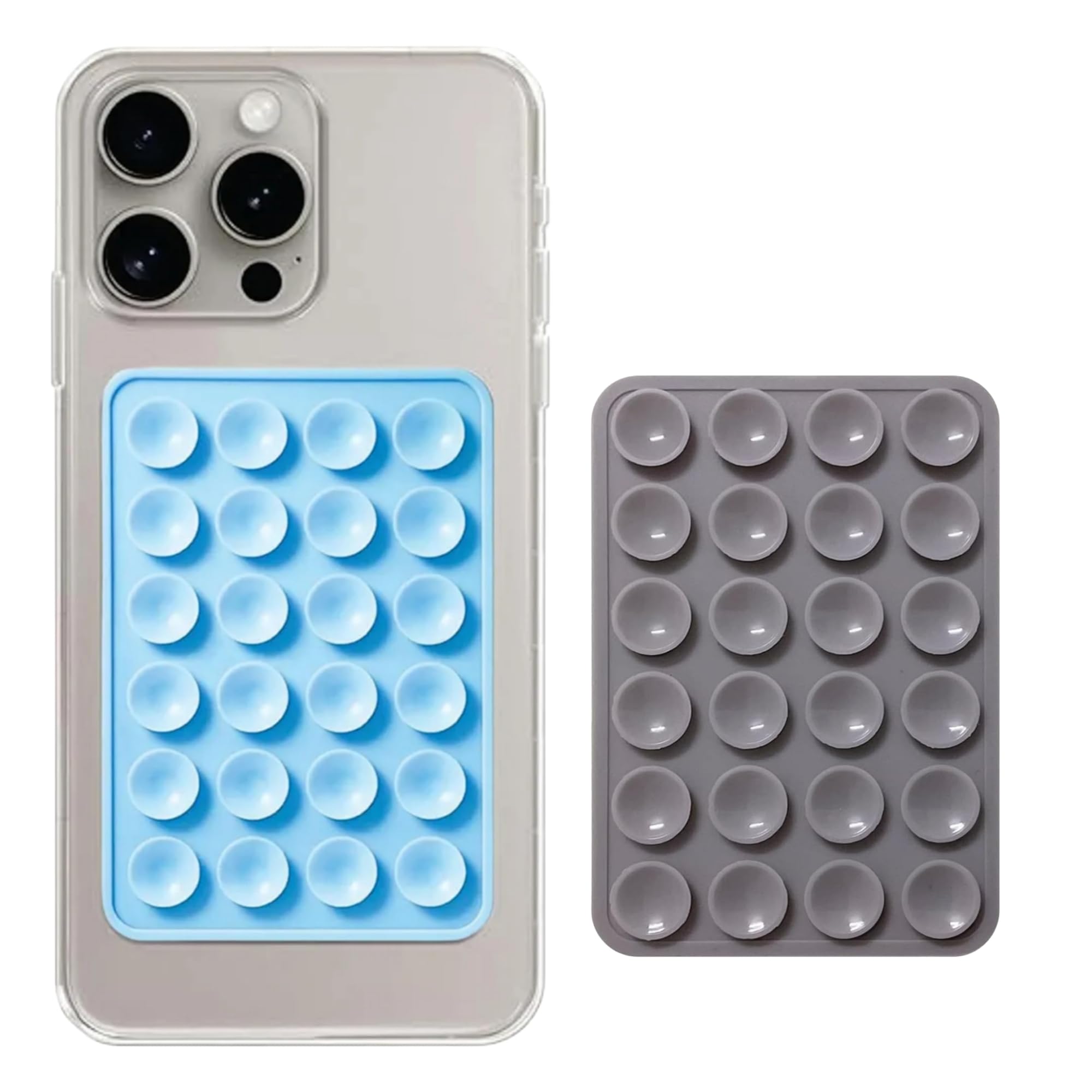 RRAG Double Sided Silicone Suction Phone Holder, Blue & Grey, 24 Cup Strong Grip, for Mirror & Shower, Pack of 2-image-12