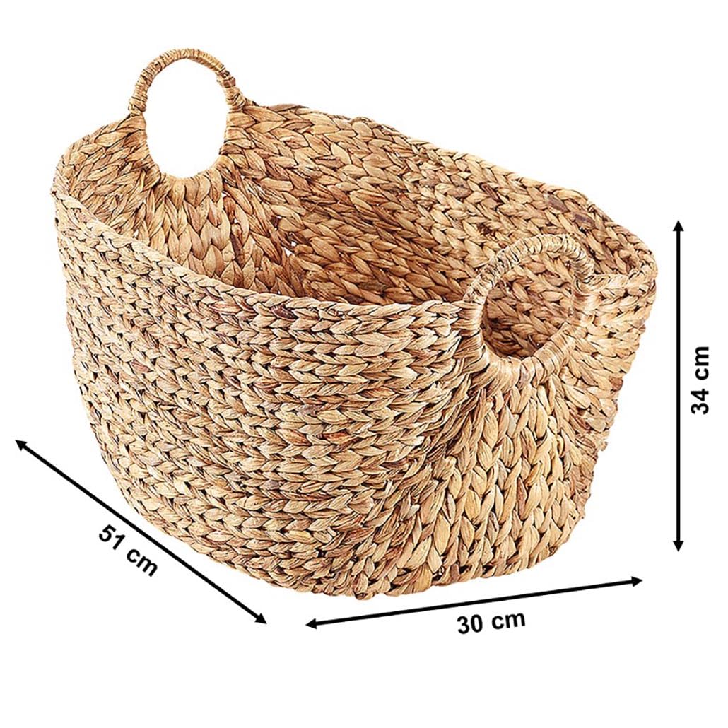 Kobolo Korb Aufbewahrungskorb Wäschekorb - Wasserhyazinthe - 51x30x36 cm Braun