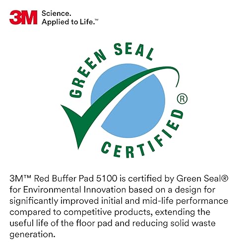 Miniatura 2 de Almohadilla 3M 5100 para pulir pisos a máquina, color rojo (paquete de 5 unidades), 23", Rojo, 5
