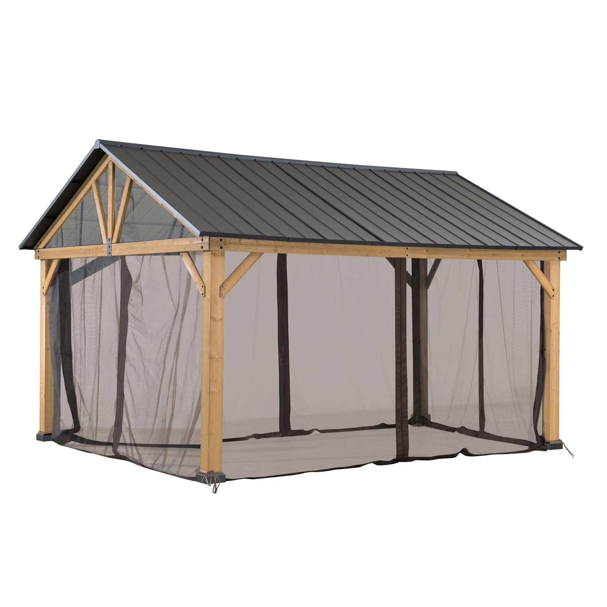 SUNJOY Replacement Mosquito Netting for 3.35ร3.9m Wood-Framed Gazebos (with Netting Tube), Light Tan