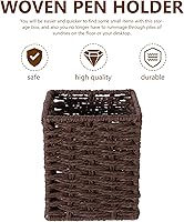 Vista 2 de Cabilock Cesta de mimbre resistente para escritorio, contenedor elegante para mesa de té, organizador de artículos diversos