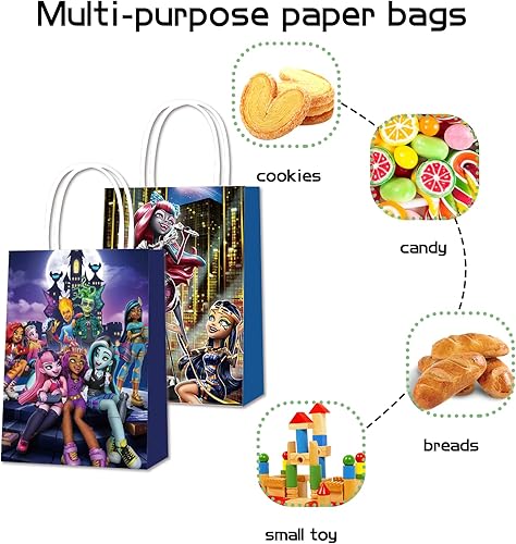 Miniatura 3 de SCENTPUR Paquete de 16 bolsas de regalo de papel para fiesta, 2 estilos de bolsas de regalo de fiesta con asas para decoración de fiestas temáticas