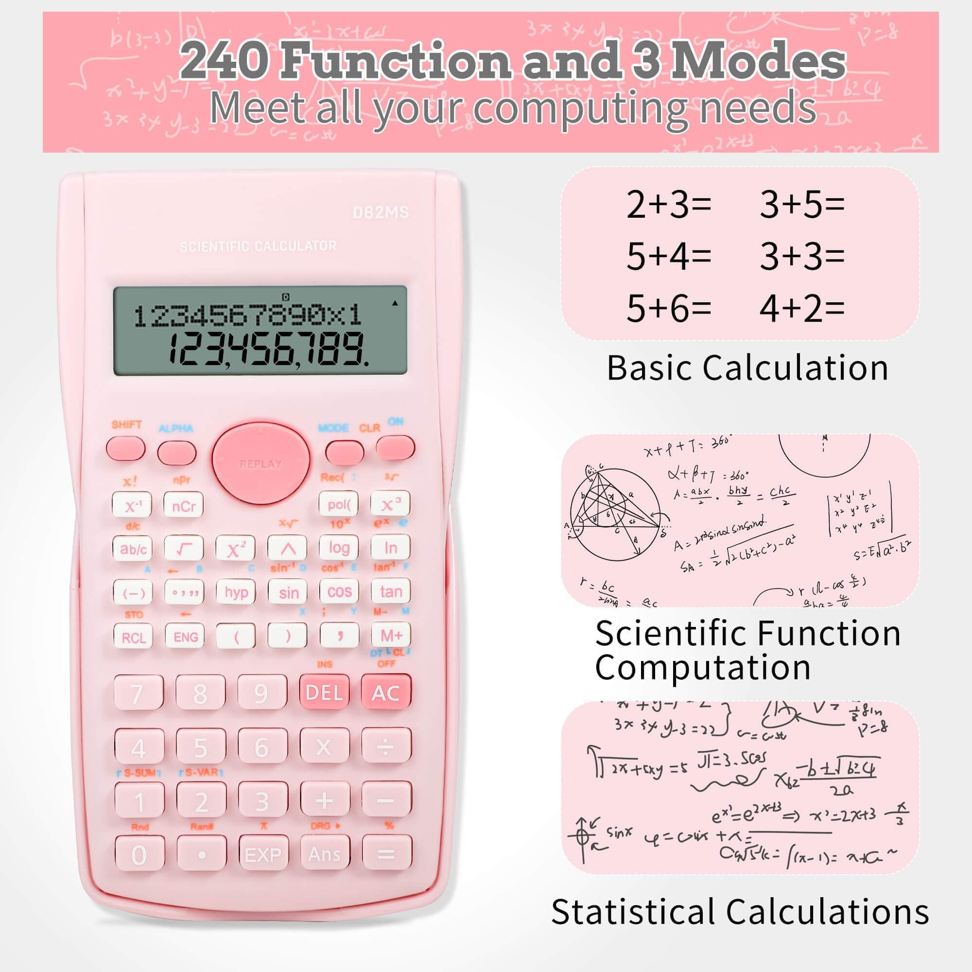 Calculatrice scientifique, calculatrice de mathématiques scientifiques à 2 lignes, calculatrice de fonction calculatrice pour étudiants, algèbre, géométrie, caculateur de base pour étudiants du