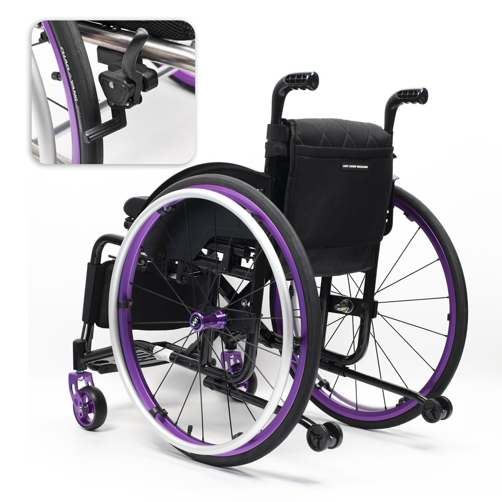 Sedia a rotelle pieghevole super leggera con telaio in alluminio