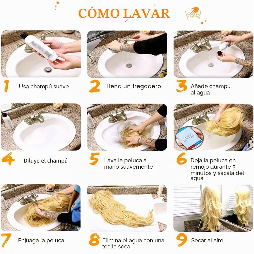 Ombre Rubio Pelucas para las mujeres de longitud media Peluca larga recta con flequillo pelo sintético resistente al calor Pelucas para todos los días del partido Cosplay Wear