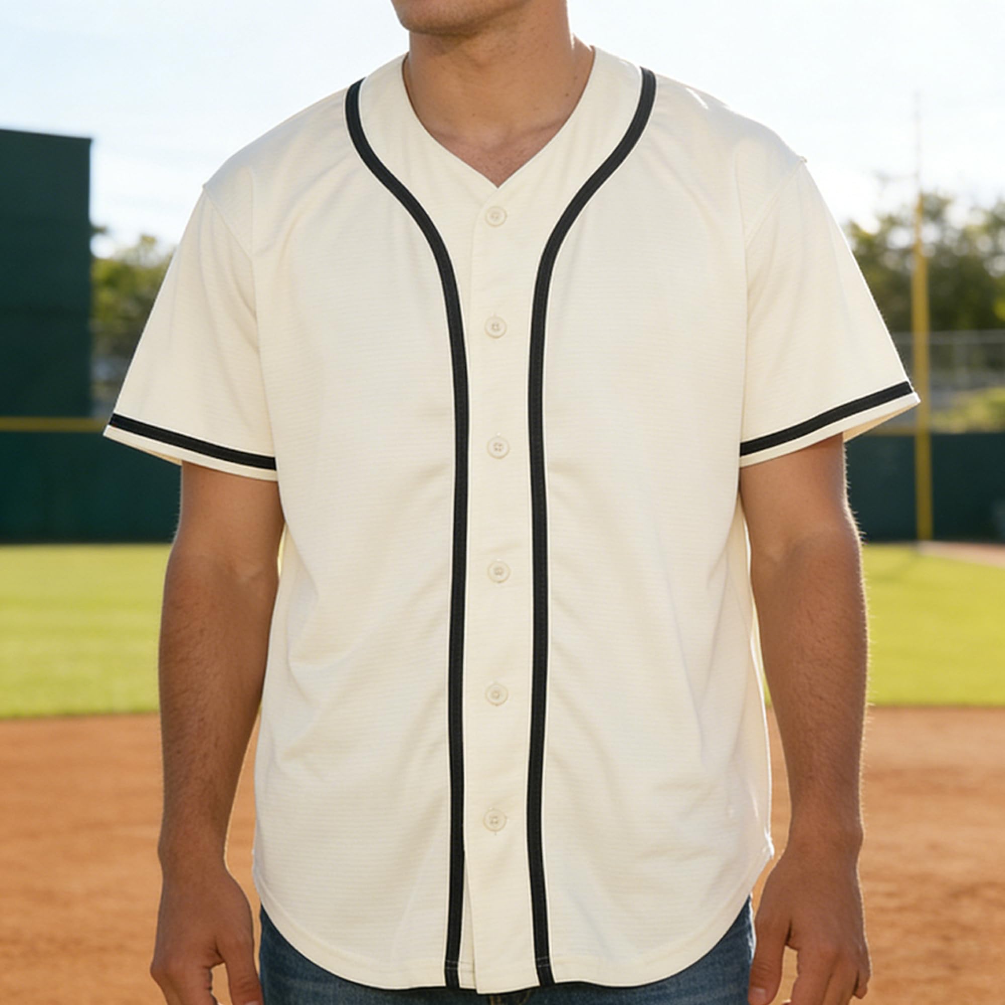 Camiseta de béisbol en blanco, camiseta casual de manga corta con botones — view 17