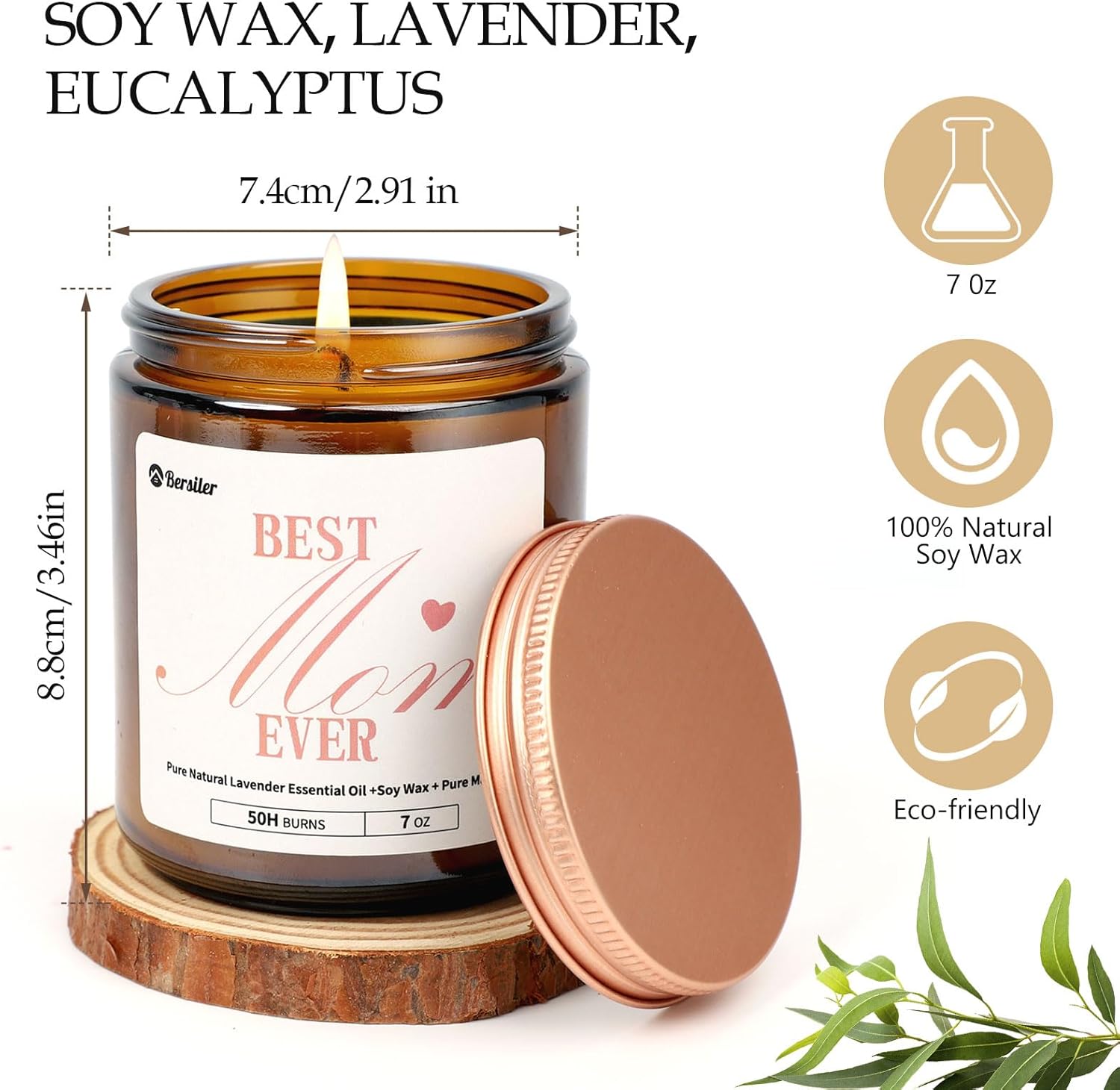 Gifts for Mom from Daughter or Son, Christmas Birthday Mothers Day Candles Gifts for Mom, Lavender Eucalyptus Aromatherapy Candle for Women Help with Stress Relief, 50 Hour Burn Time, 9 oz - Image 4