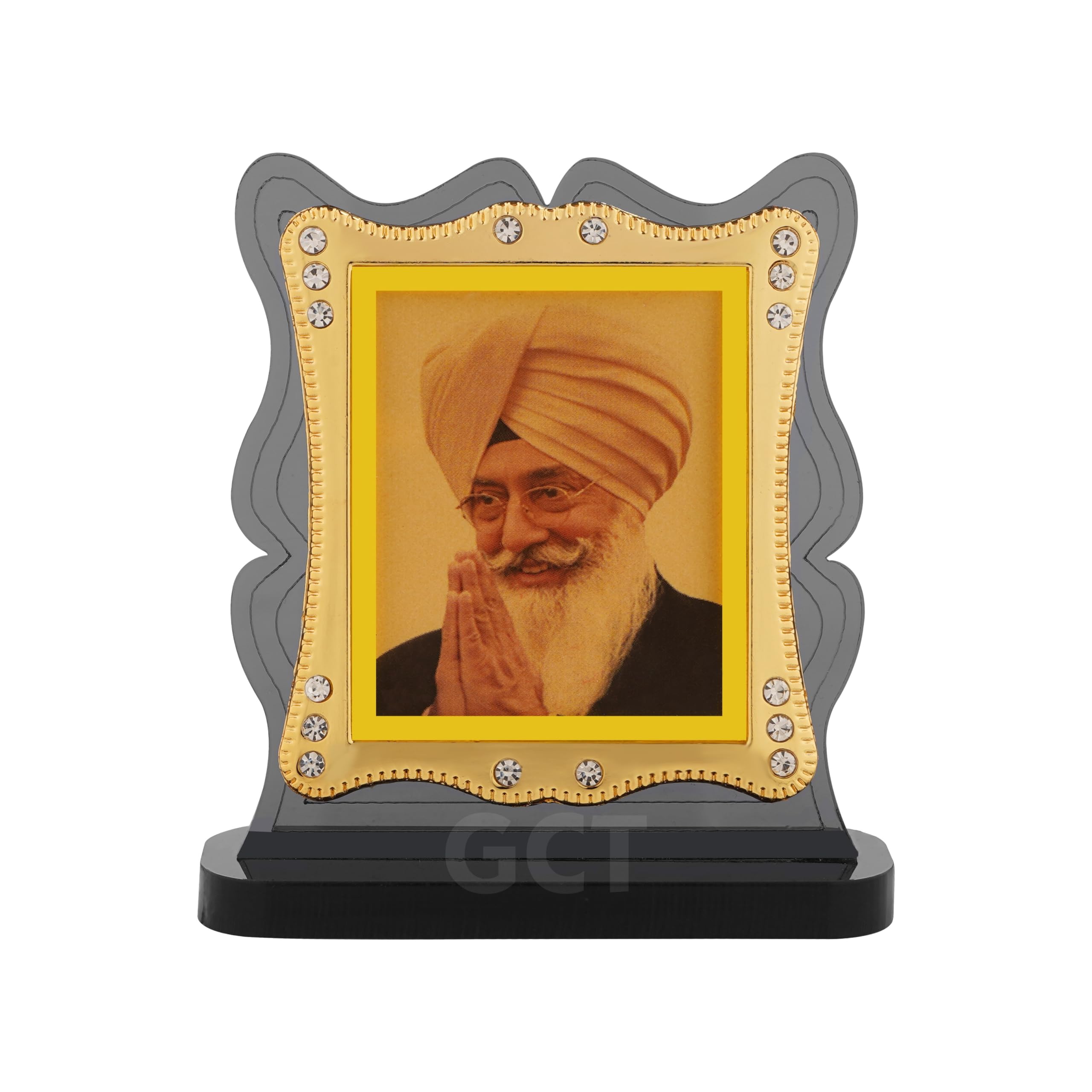 GCT Baba Gurinder Singh Ji Radha Soami Car Temple Frame (J005-9-A) Acrylic Frame for Car Dashboard