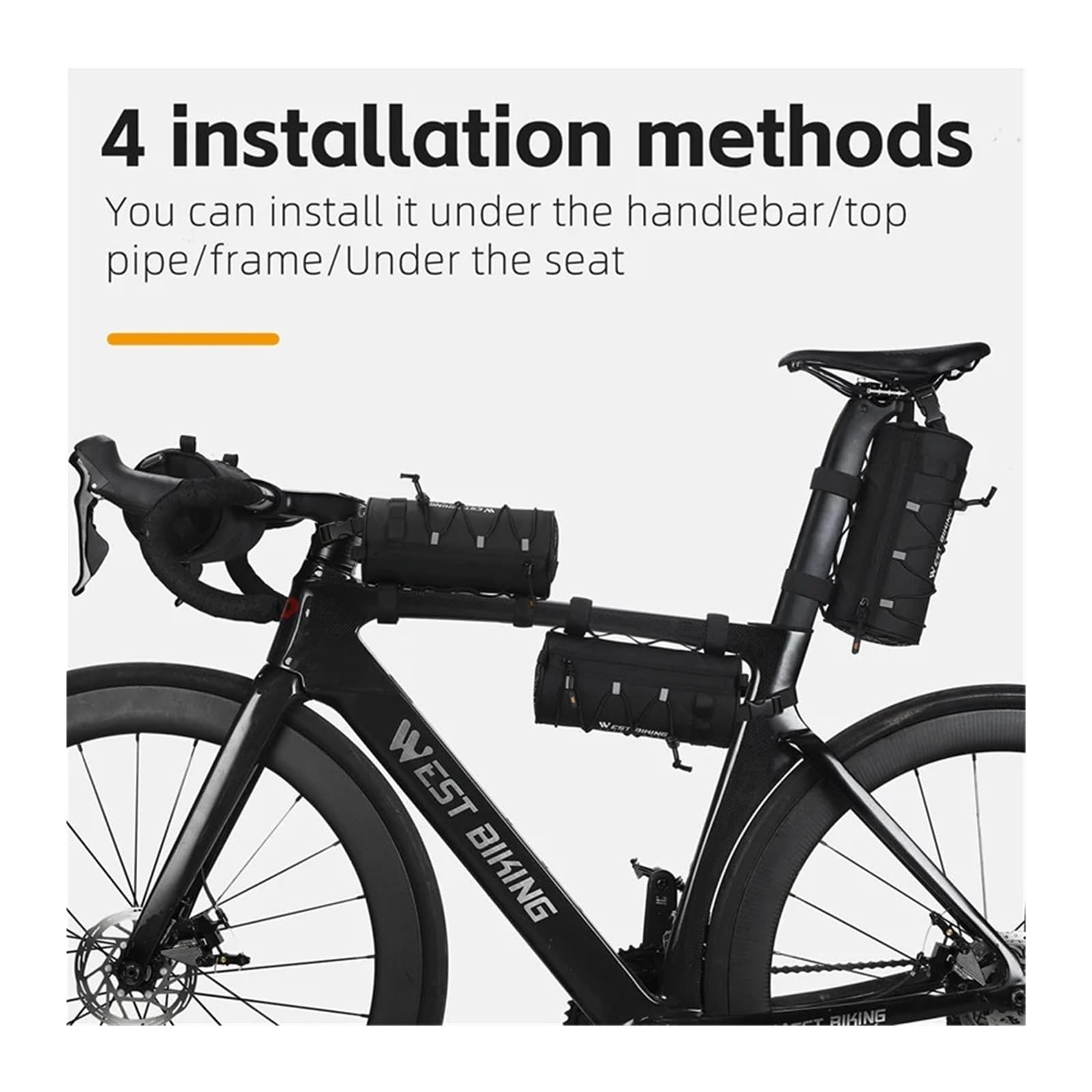 Borsa for manubrio da bicicletta portatile da 1 pezzo da 2 litri | Conserva gli effetti personali quotidiani for le pedalate in MTB e bicicletta da strada.(B Black)