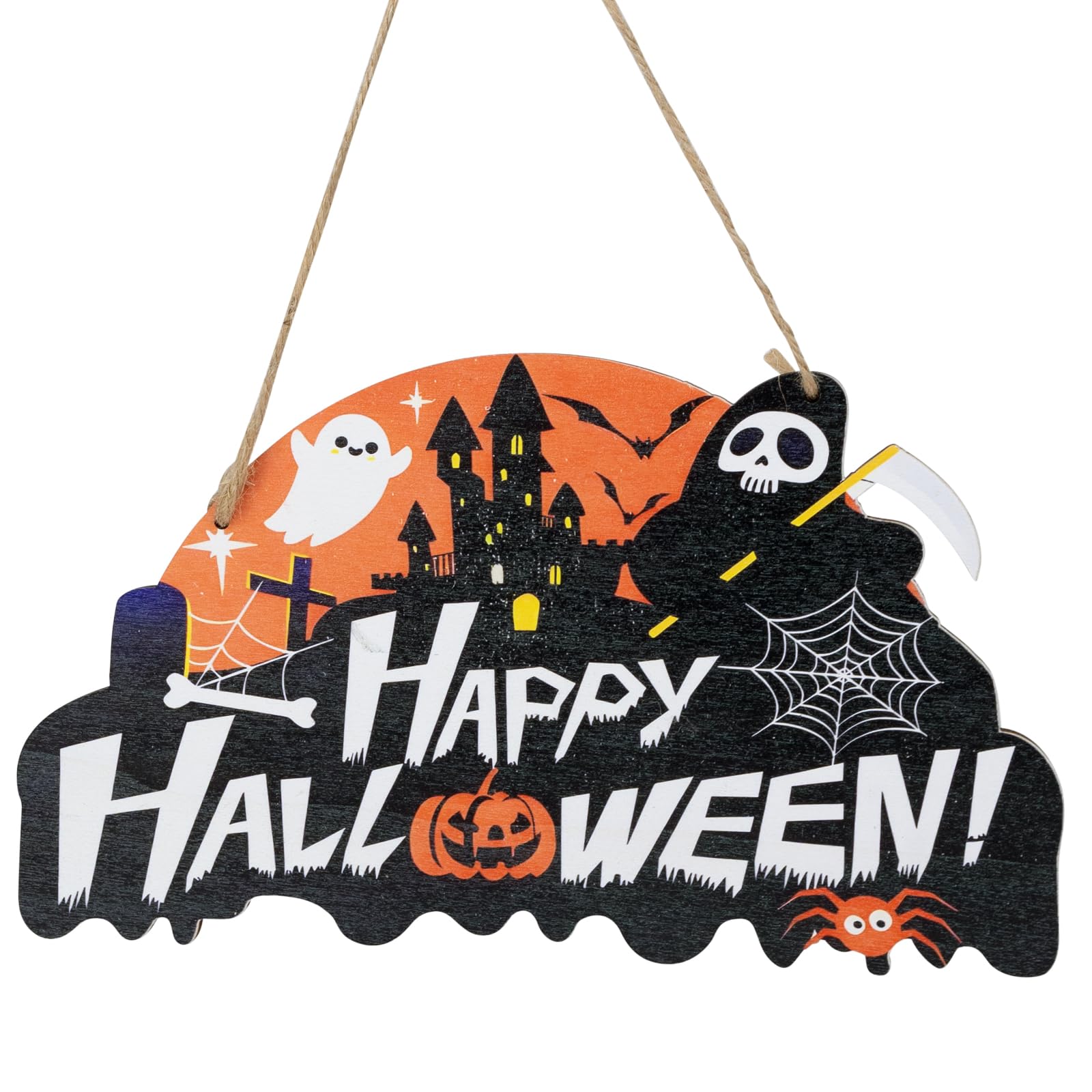 Fachoi Halloween Wooden Door Sign, Pumpkin Wooden Hanging Ornaments Decorations For Home Holiday Window Wall Decor Party Supplies F4-Hjgj