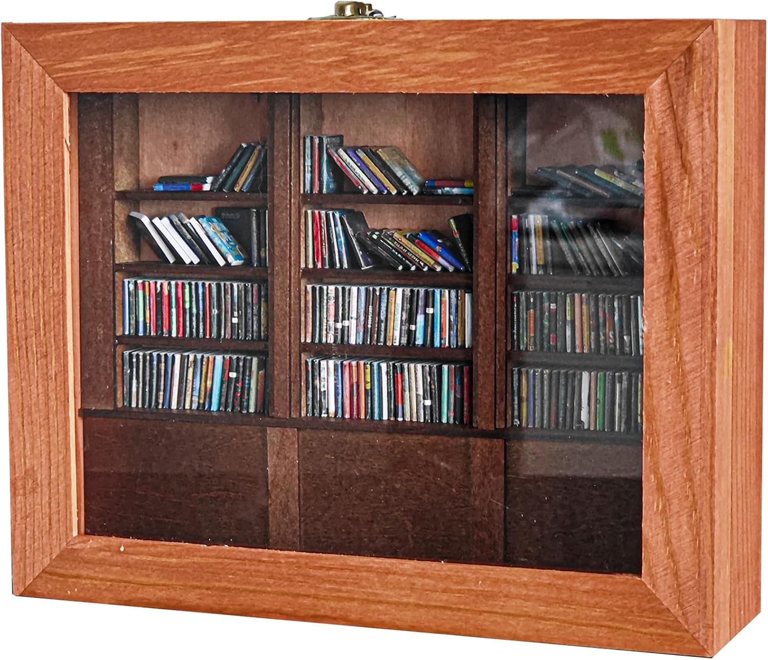 Funvalley Surperfect Shake Away Your Anxiety Bookshelf,Miniature Book Display Case Cabinet with 200 Mini Books,Office Decor Mini Bookshelf Home Decoration