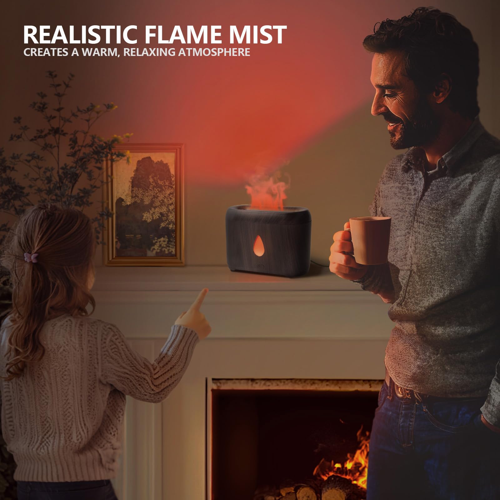Diffusore di fiamma per oli essenziali, 200 ml, diffusore di aromi a ultrasuoni con nebbia fredda, diffusore per aromaterapia con protezione auto-spegnimento, piccolo umidificatore per casa, ufficio
