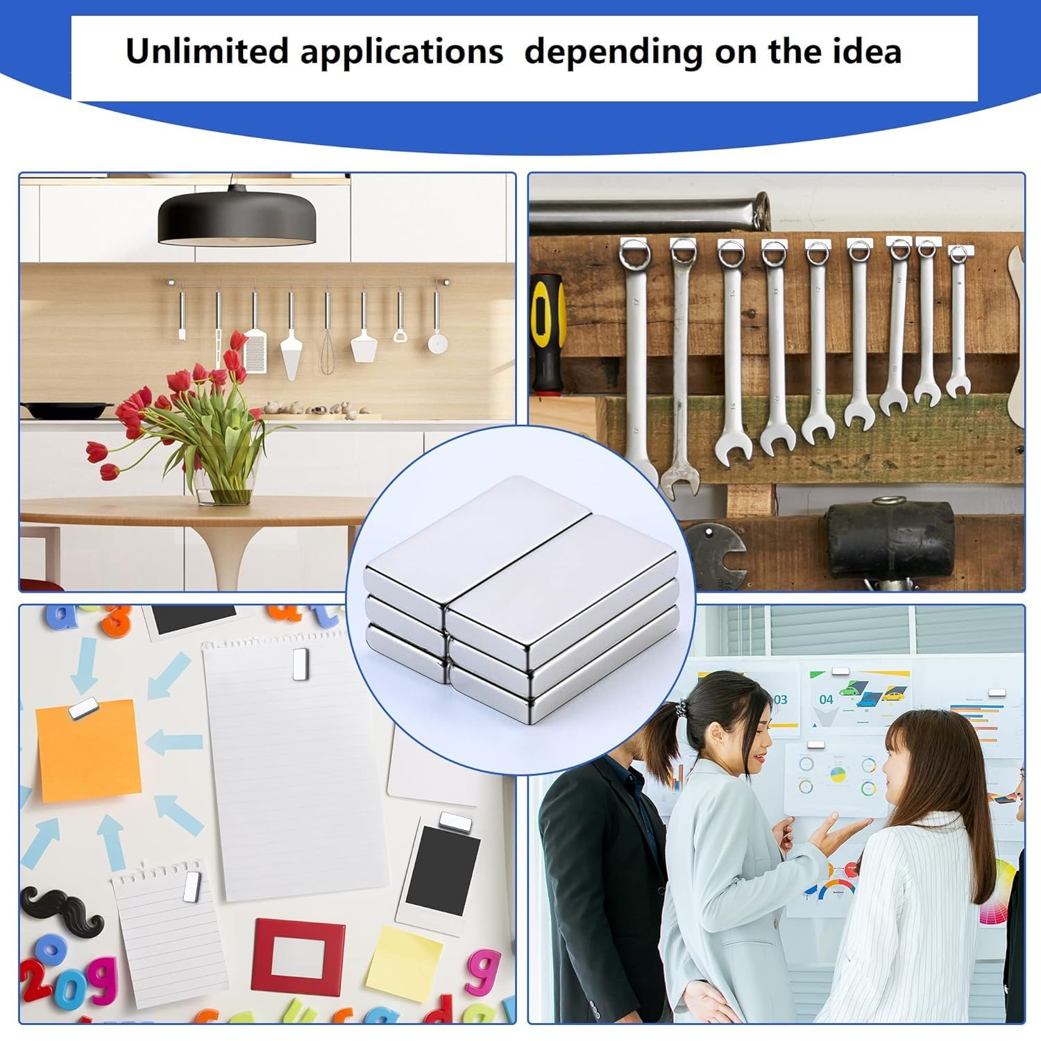 rhinocats Magnet bar, Powerful Neodymium Magnets?Powerful Permanent Rare Earth Magnet ?Small Strong Magnet for Crafts Office DIY Tool Storage 20x10x3mm - Pack of 500