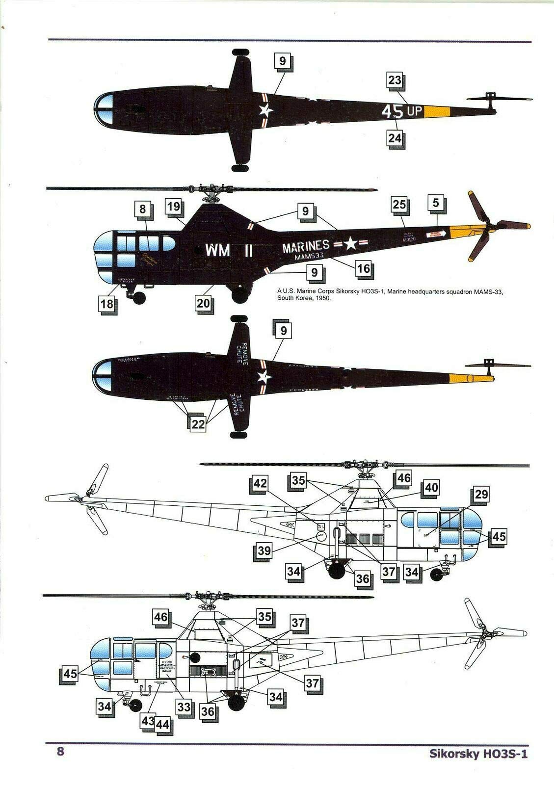 AMP 48-001 - 1/48 - Sikorsky HO3S-1 Marines Hedron-33 Model plastikowy zestaw