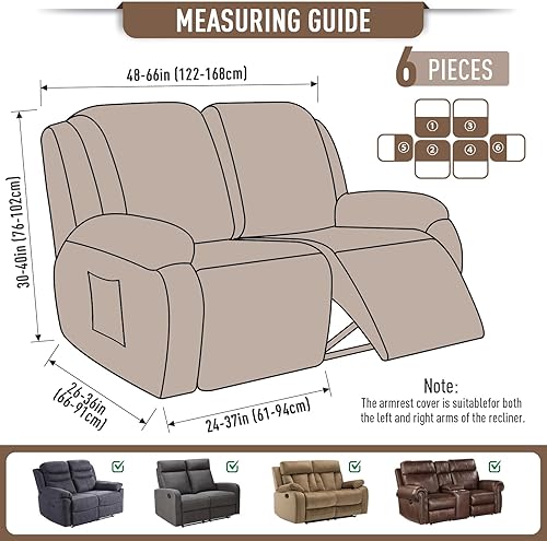 Miniatura 84 de TAOCOCO Fundas para sofá reclinable, 8 piezas, fundas elásticas para sofá grande de 3 asientos, fundas reclinables, protector de muebles con patrón