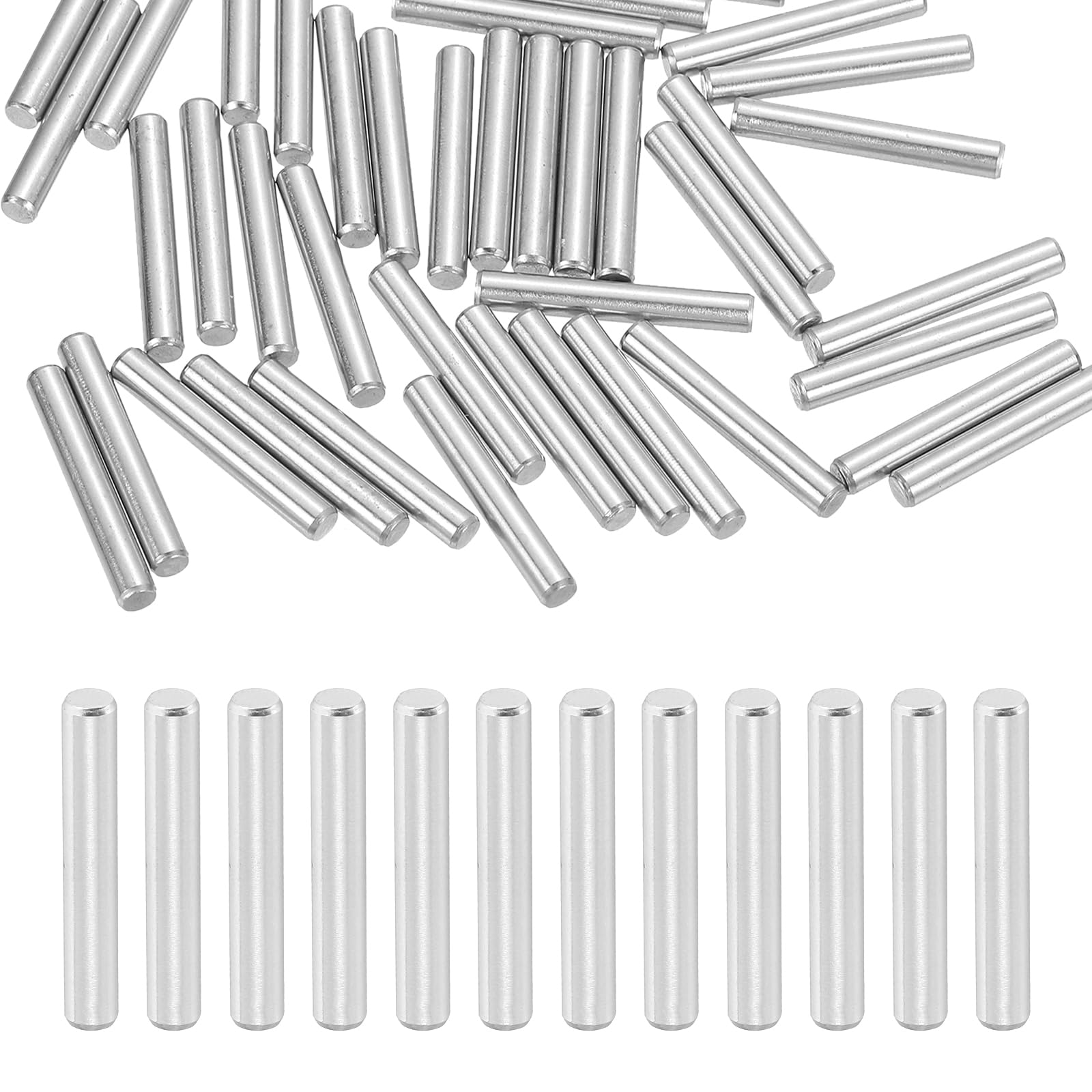 sourcing map 50 Pcs 3 x 18 mm 316 Stainless Steel Dowel Pins, Cylindrical Shelf Support Peg Pin Rod Fasten Elements for Machine Building, Furniture Installation, DIY Project, Silver Tone