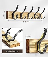Vista 7 de Coat Rack Wall Mount, 16.5 Inches Wood Coat Hooks Wall Mount, Wall Coat Rack with 5 Hooks, Hat Rack Wall Hooks for Hanging Coat, Bag, Towel