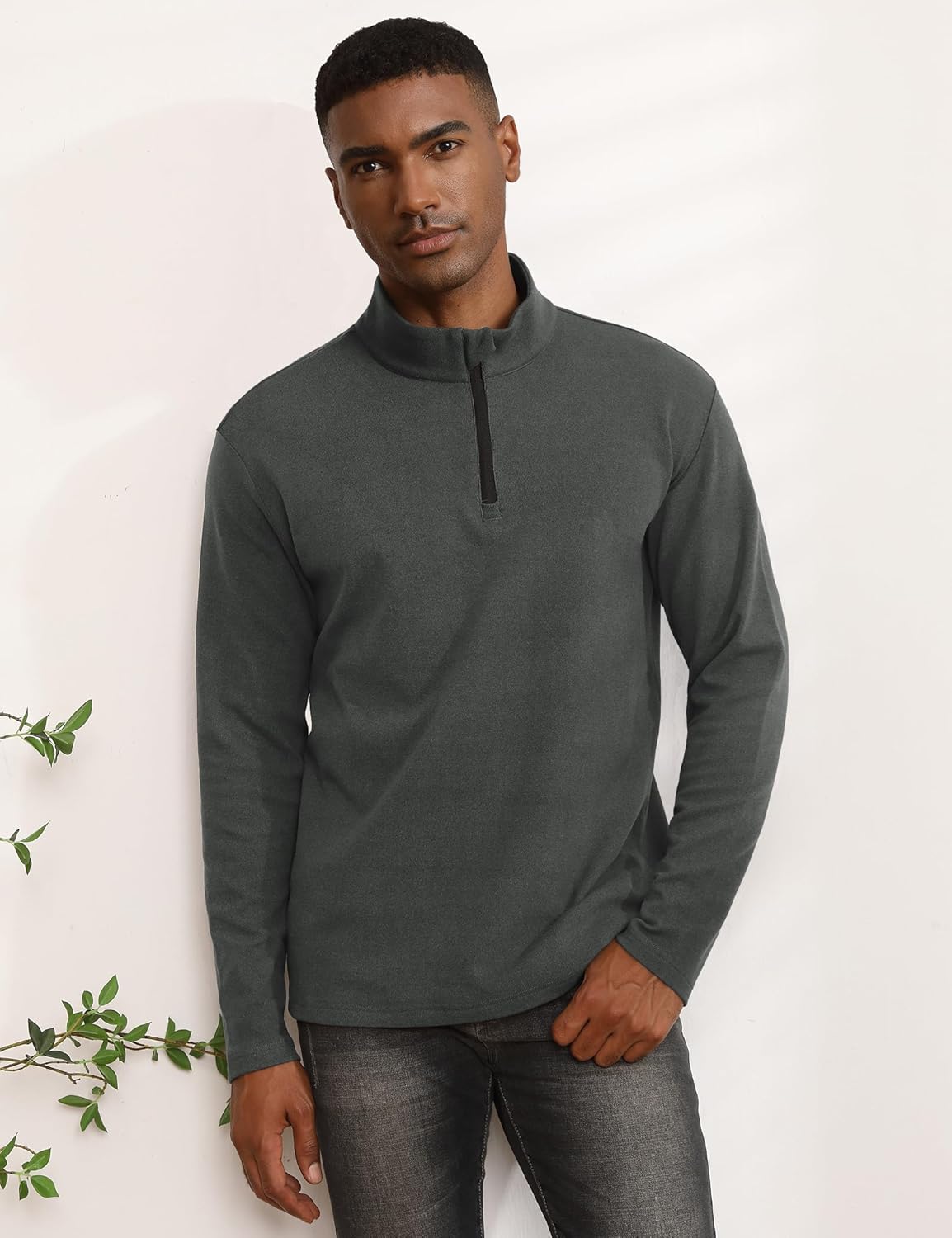 Men's Quarter Zip Pullover Fleece Lined Long Sleeve Golf Shirts for Men Thermal 1/4 Half Zip Sweatshirts - Image 2