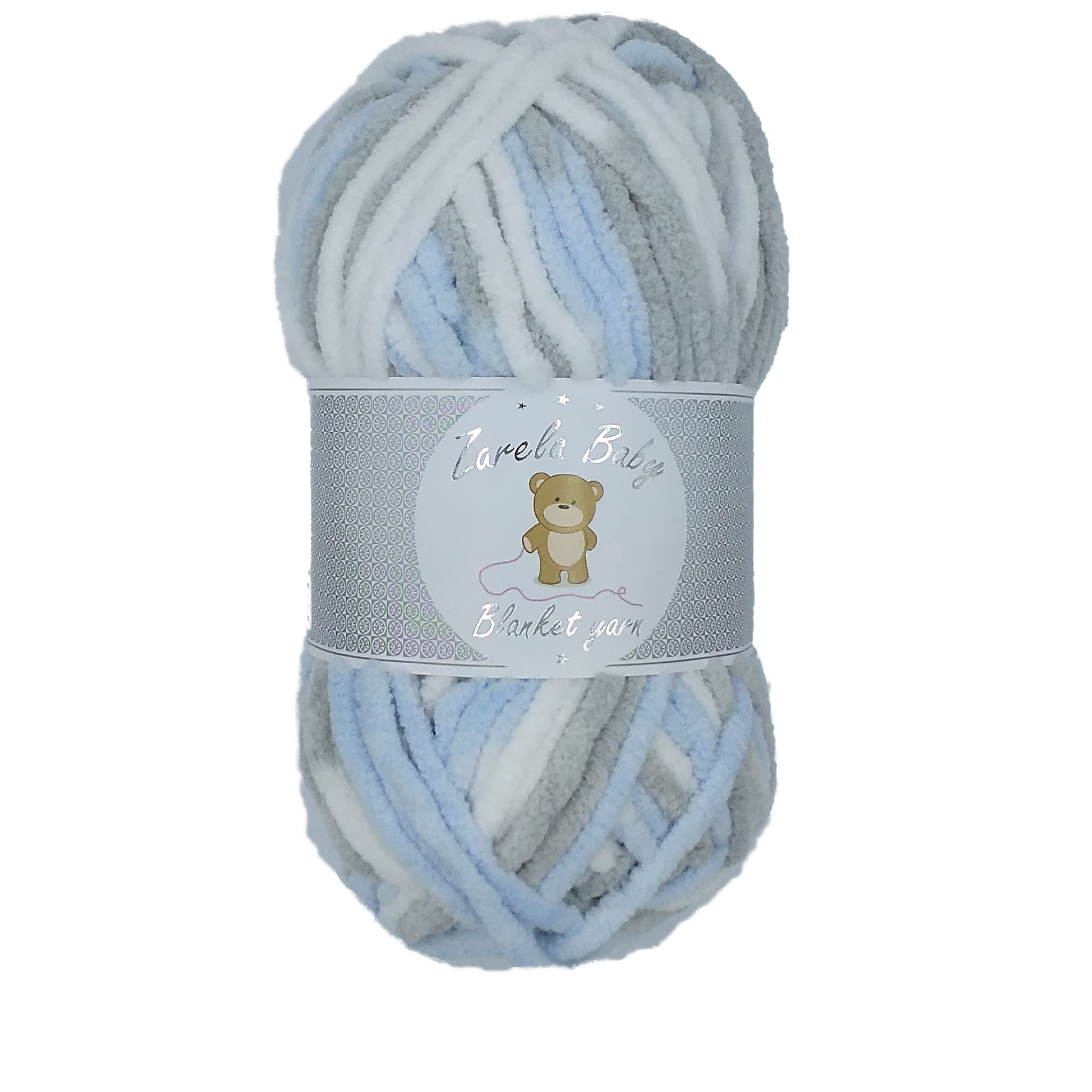 Zarela Baby Blanket Yarn (B17 White-Grey-Baby Blue) โ image 1