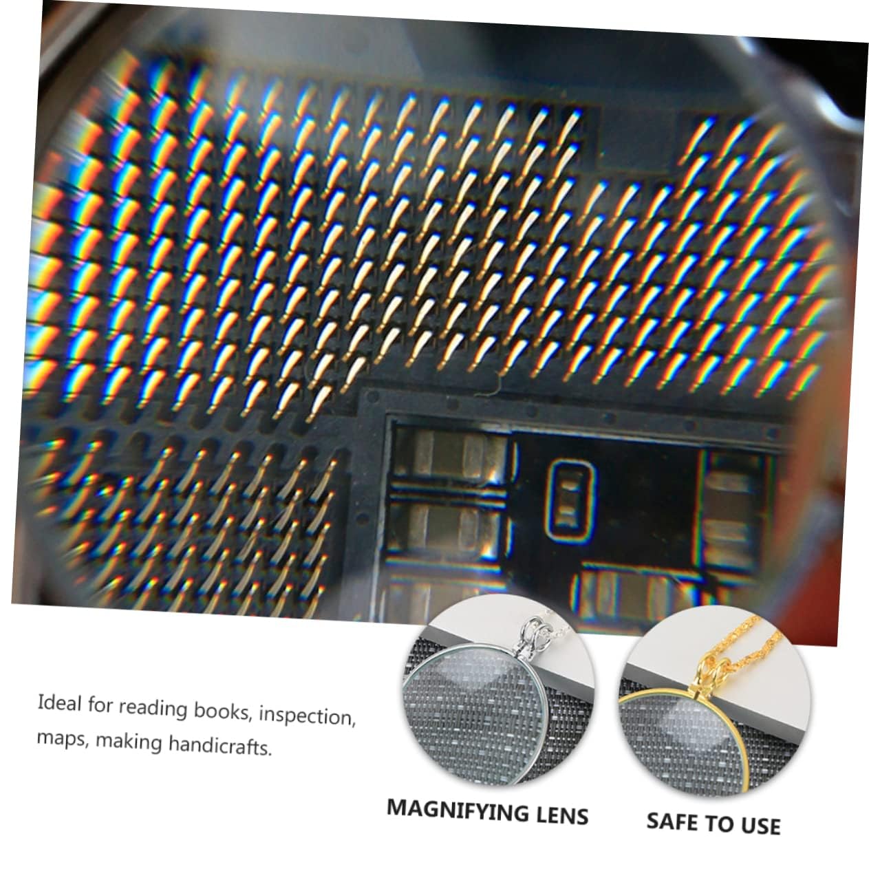 Gogogmee 2pcs Magnifier Necklace Portable Reading Magnifying Glass Pendants with Chain for Seniors for Reading Crafts and Exploration