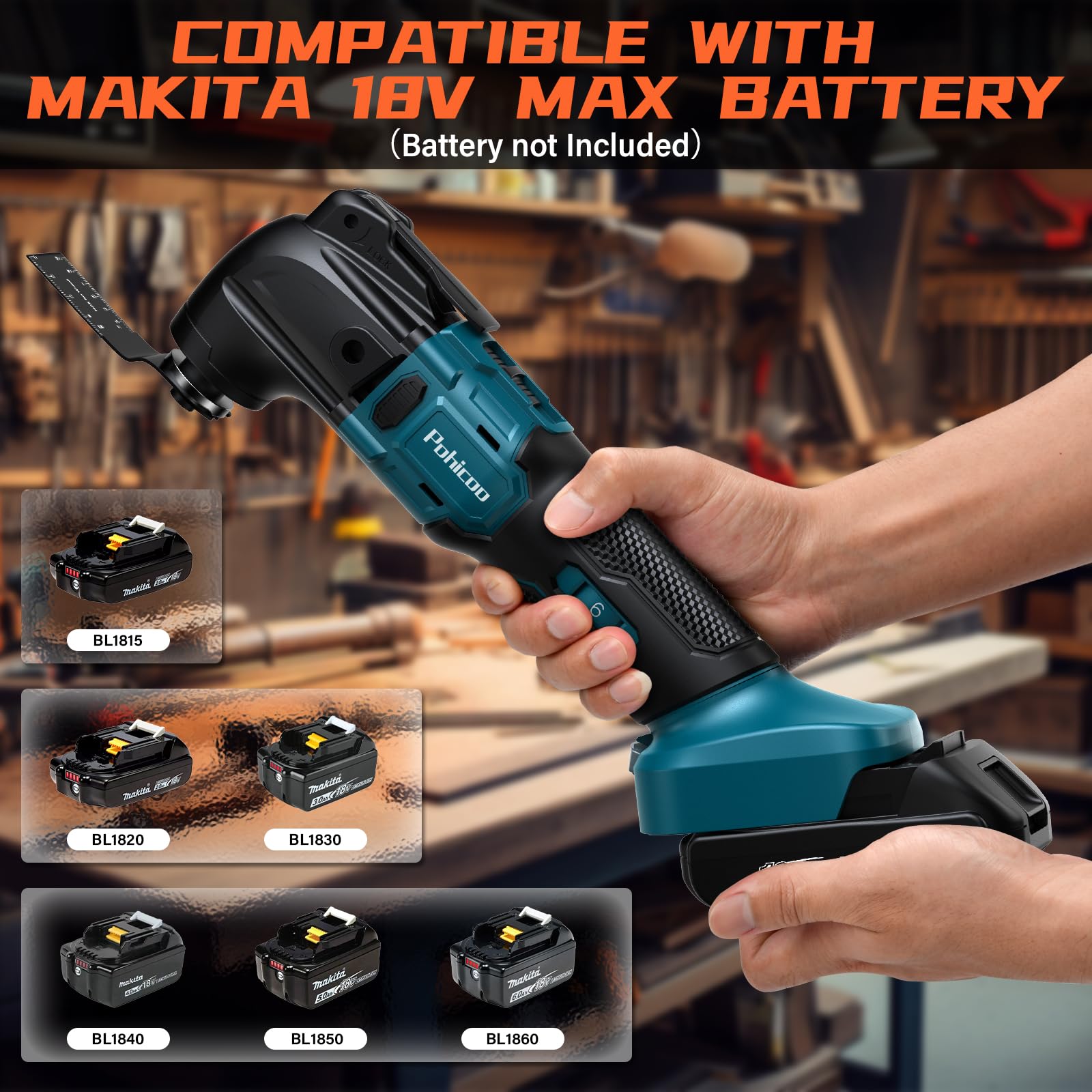 Makita 18V Akku Oszillationswerkzeug Multifunktionswerkzeug, 6 Geschwindigkeiten Multitool zum Entfernen Schaben Schneiden