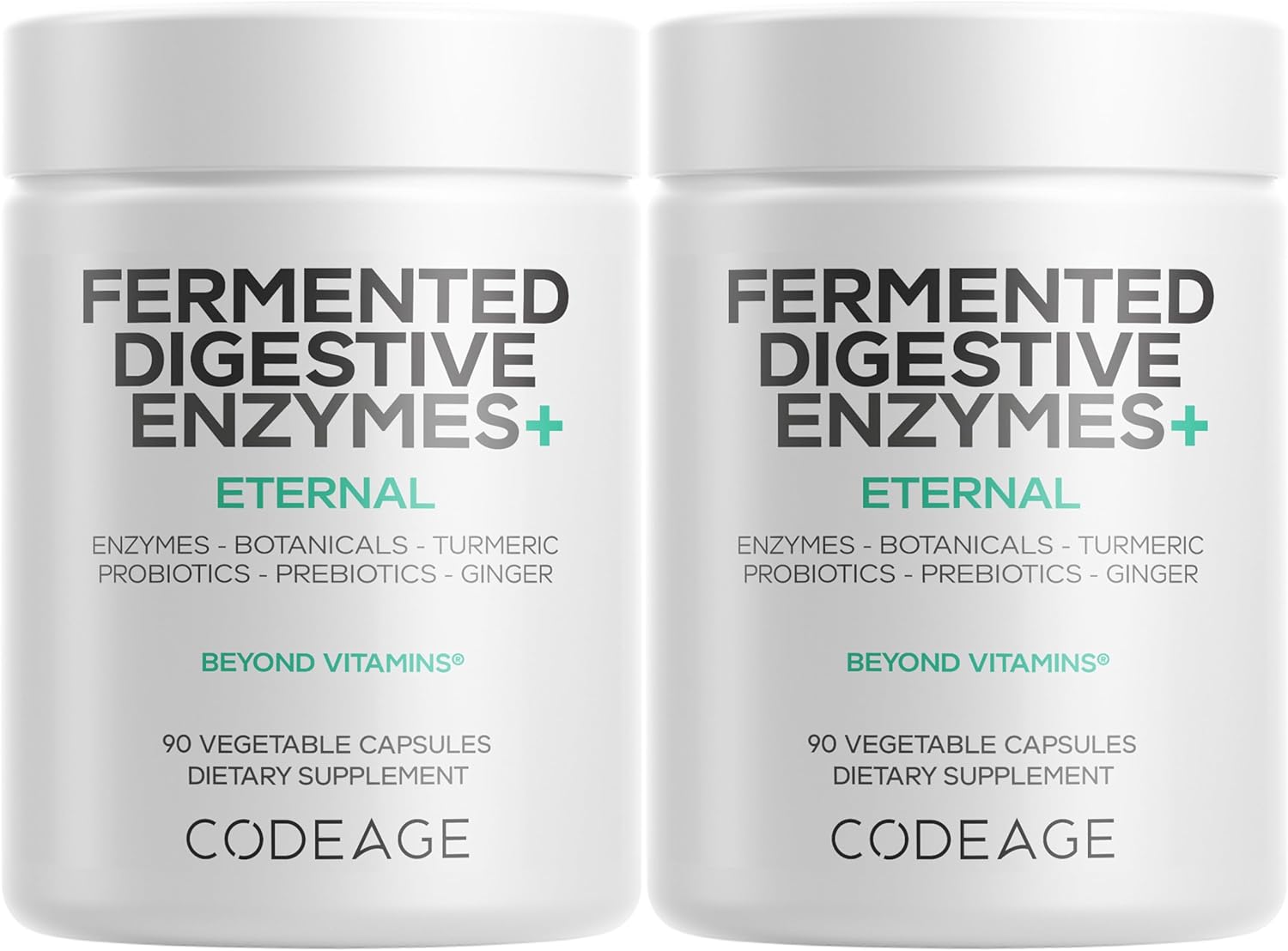 Codeage Fermented Digestive Enzymes Supplement 3-Month Supply - 14 Digestive Enzymes, Probiotics, Prebiotics, Fermented Botanicals, Plant-Based Multi Pancreatic Enzymes - 1 Capsule a Day - 2-Pack