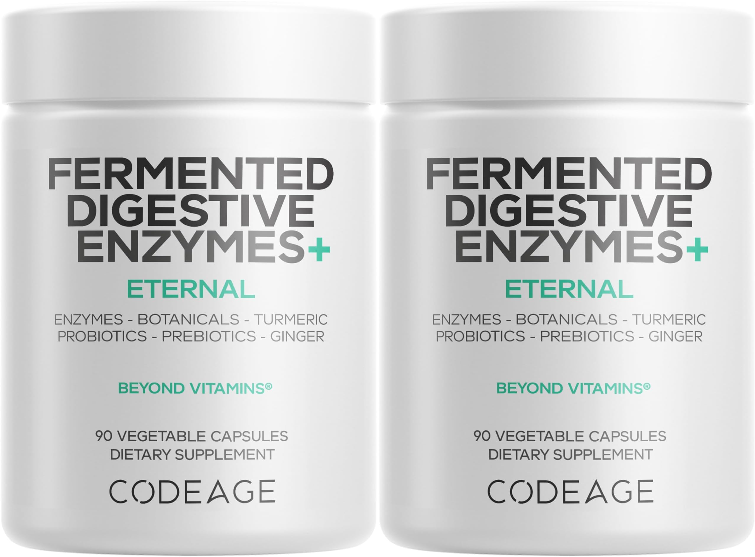 Fermented Digestive Enzymes Supplement 3-Month Supply - 14 Digestive Enzymes, Probiotics, Prebiotics, Fermented Botanicals, Plant-Based Multi Pancreatic Enzymes - 1 Capsule a Day - 2-Pack