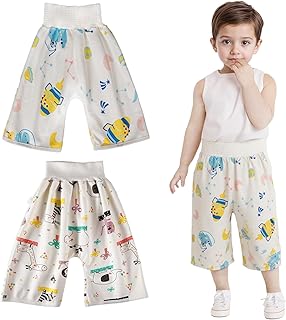 Vckrio Pantalones de entrenamiento para ir al baño, 2 paquetes, reutilizables, para el día del bebé, ropa interior de entrenamiento para el día del bebé, diseño de dinosaurio, animales, estrellas