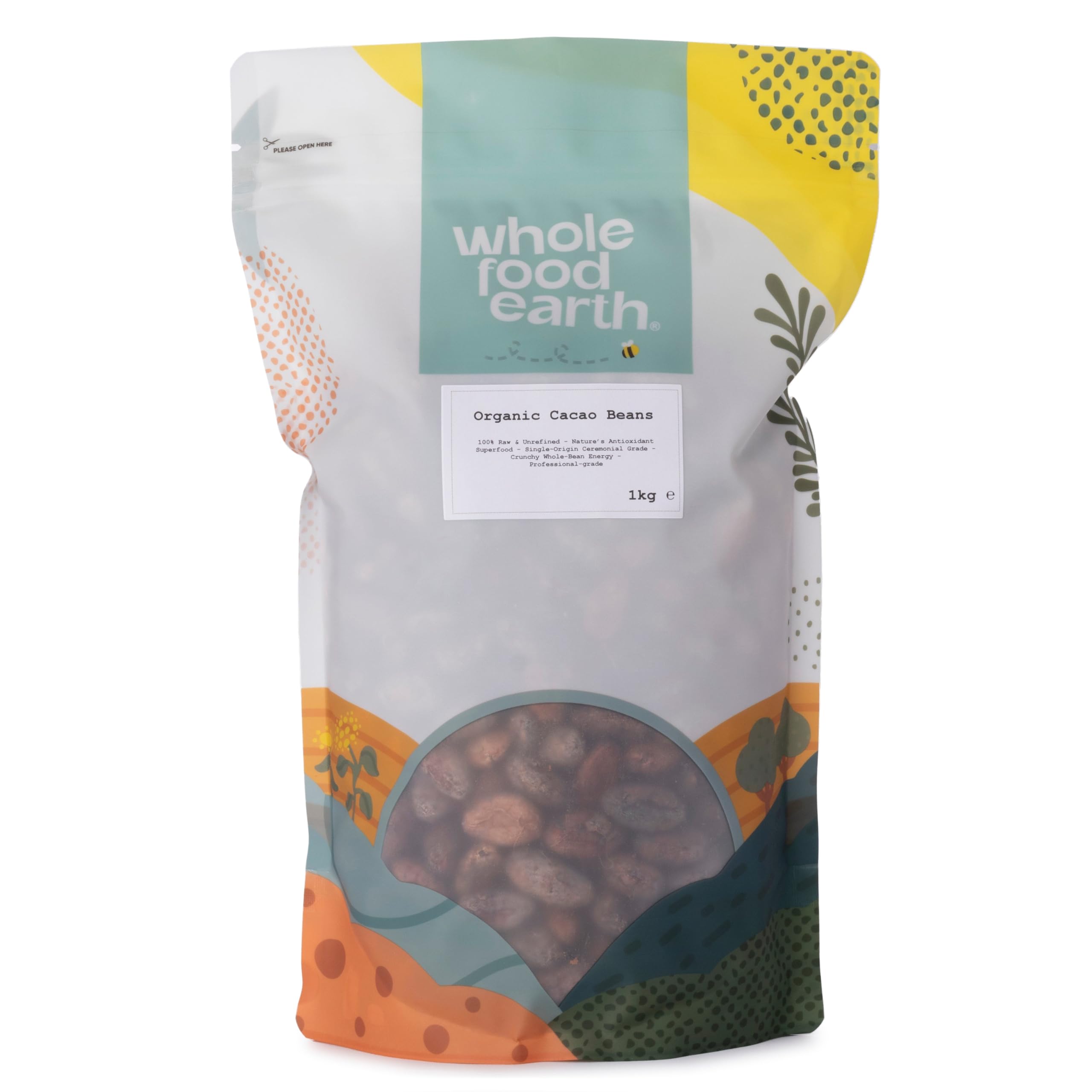 Wholefood Earth Organic Cacao Beans 1kg | Organic | Raw | Whole