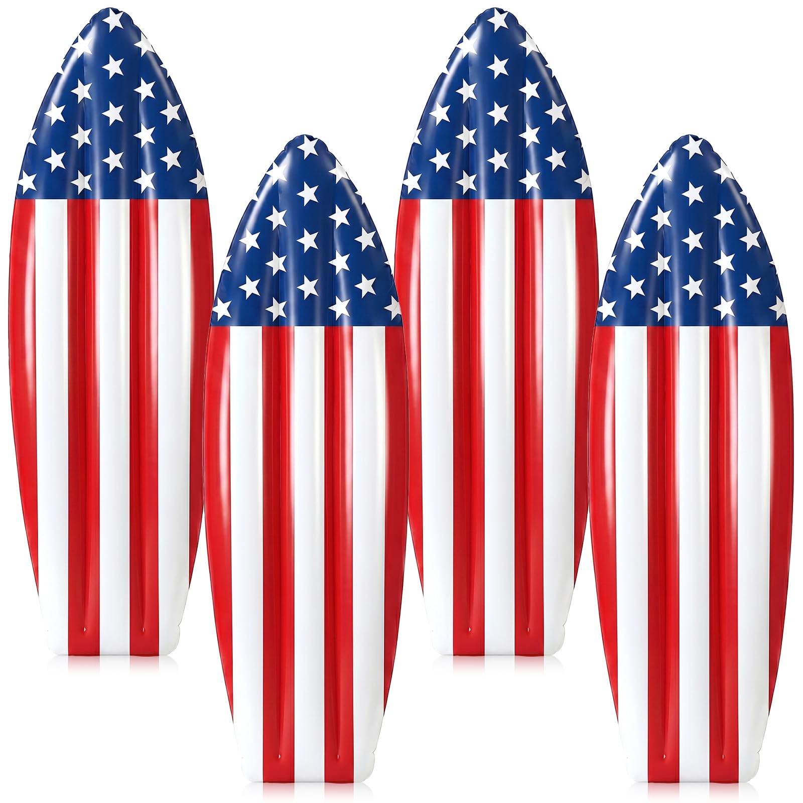 Photo 1 of gisgfim 4Pcs 4th of July Inflatable Surf Board 36 Inch Patriotic Inflatable Pool Floats USA Flag Party Decorations Blow up Surfboard for Wall Independence Day Summer Beach Birthday Party Props Decor