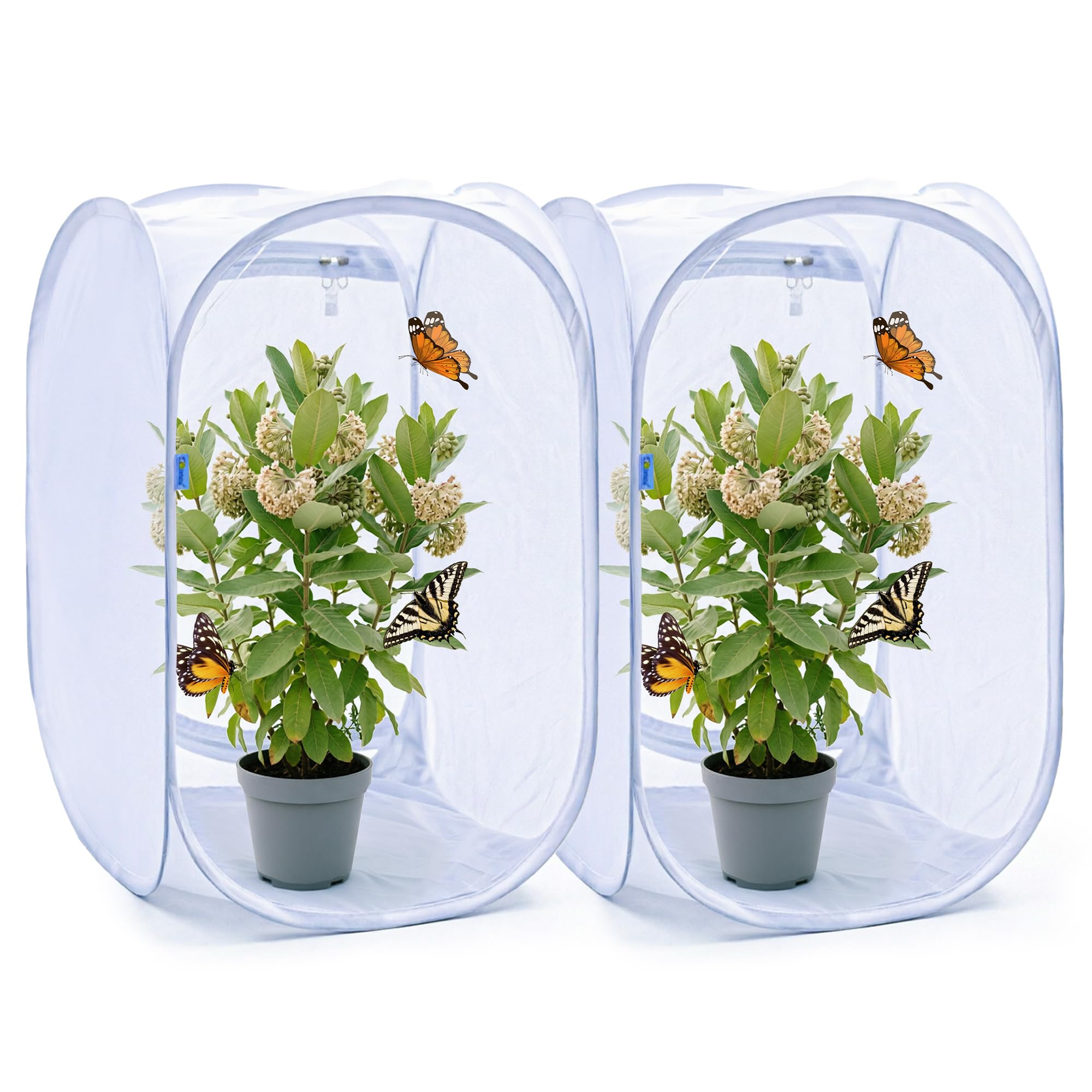 Pop-up Butterfly Habitat Cage Terrarium Clear Mesh Enclosure 2‑Pack