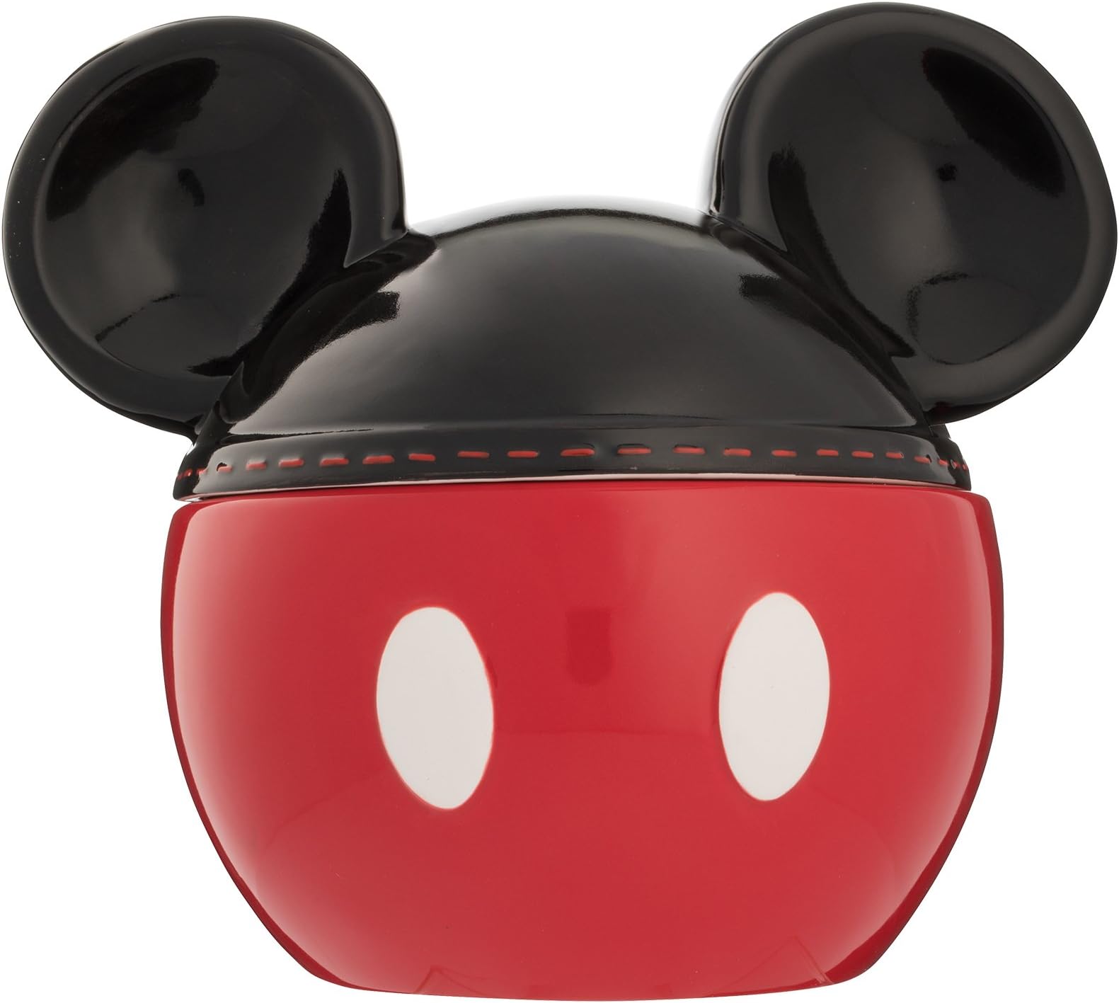 Disney Mickey Mouse Sculpted Ceramic Cookie Jar, Red, Black