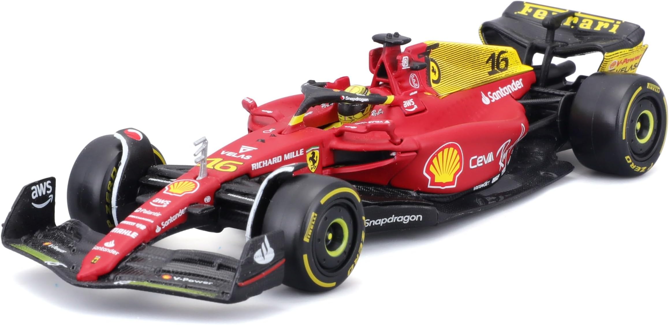 B18-36831L Formula 1 FERRARI F1-75 (2022) WITH HELMET LECLERC 1:43 Scale Die-Cast Collectible Race Car Charles, Model, Sport, pre-built, Assorted Colours