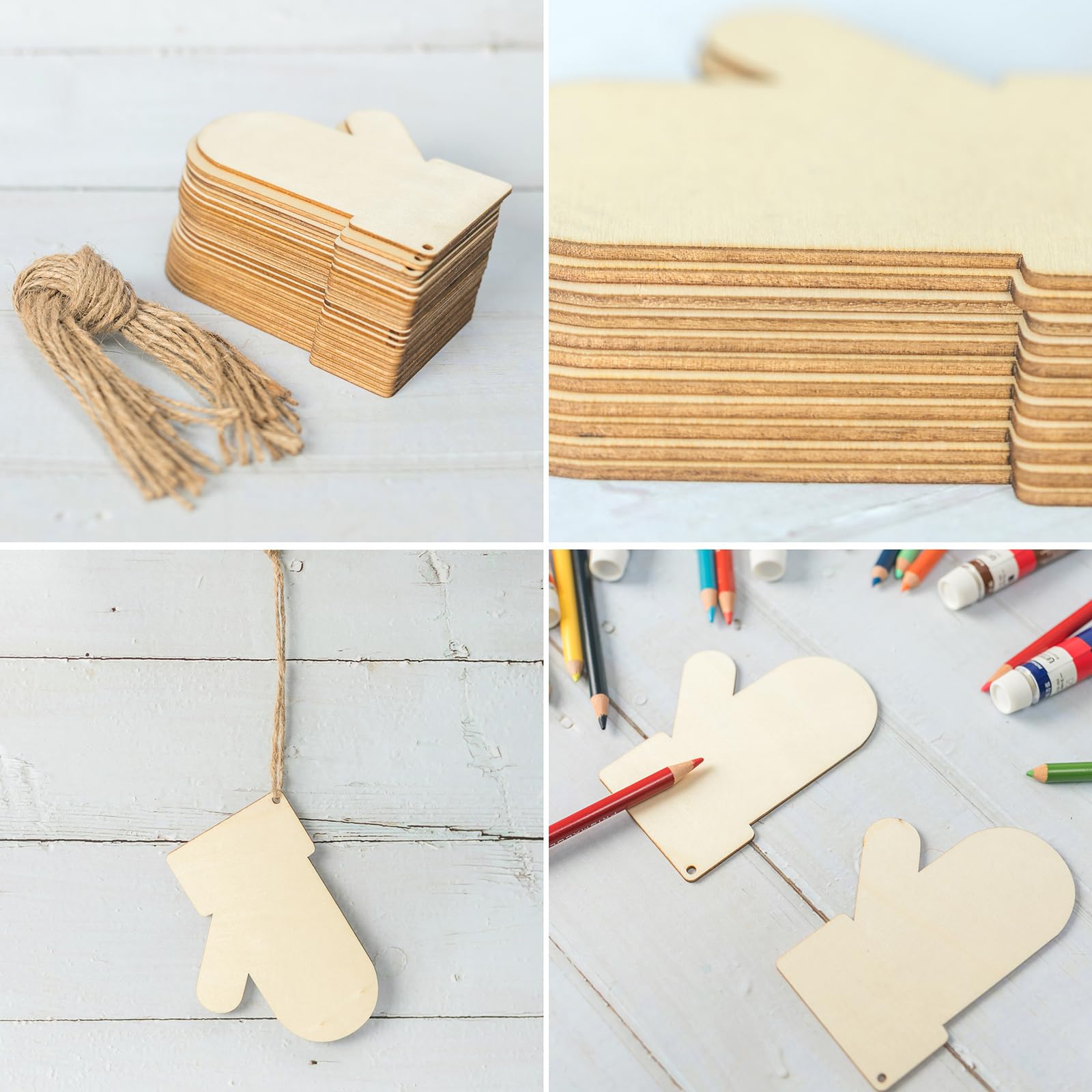 ORNEMENTS SUSPENDUS EN Bois Naturel Avec Ficelles De Rouleaux EUR 7,79 - FR