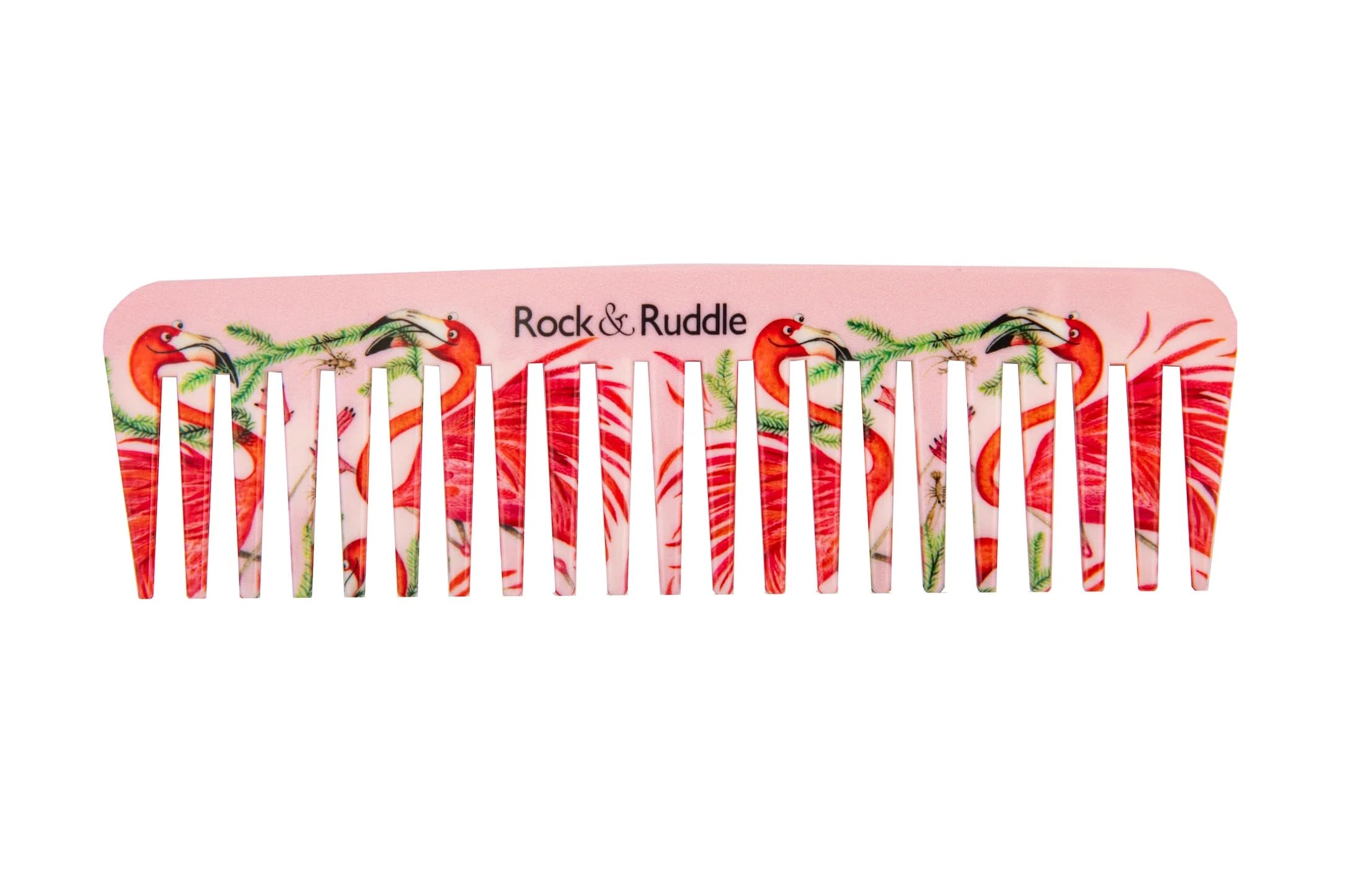 Rock & Ruddle Wide Tooth Comb, Flamingos, 17.5 cm/6.89 in
