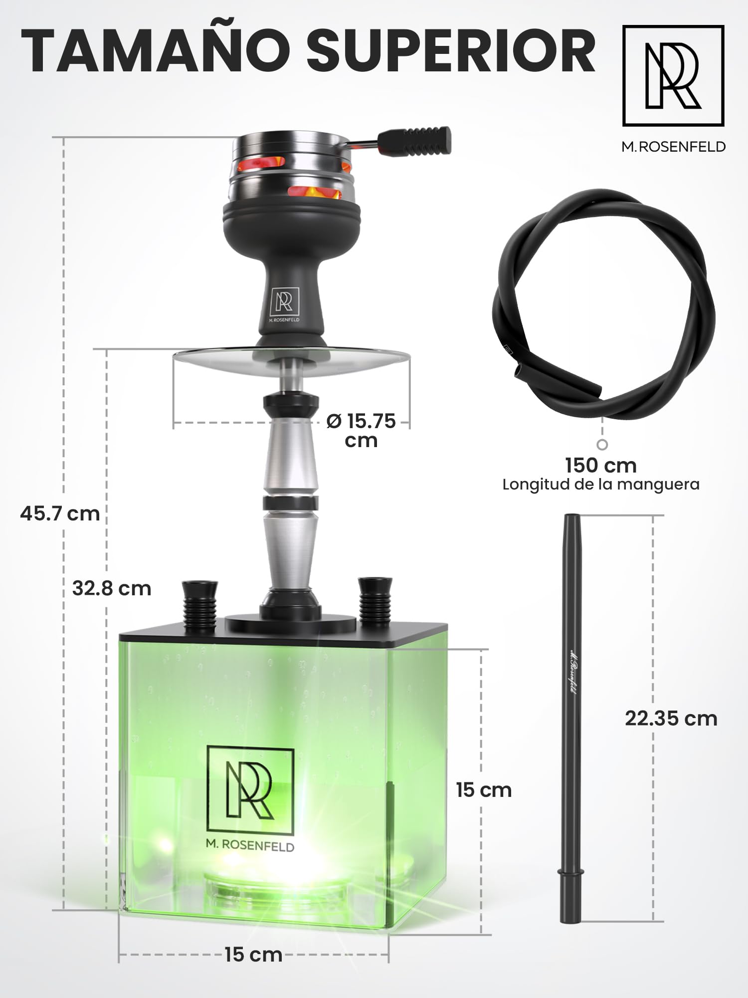 Set de Cachimba Completo Portátil con Bolsa y Accesorios Premium – Cabezal con HMD, Boquilla, Tubo de Inmersión de Aluminio, Difusor y Base de Acrílico