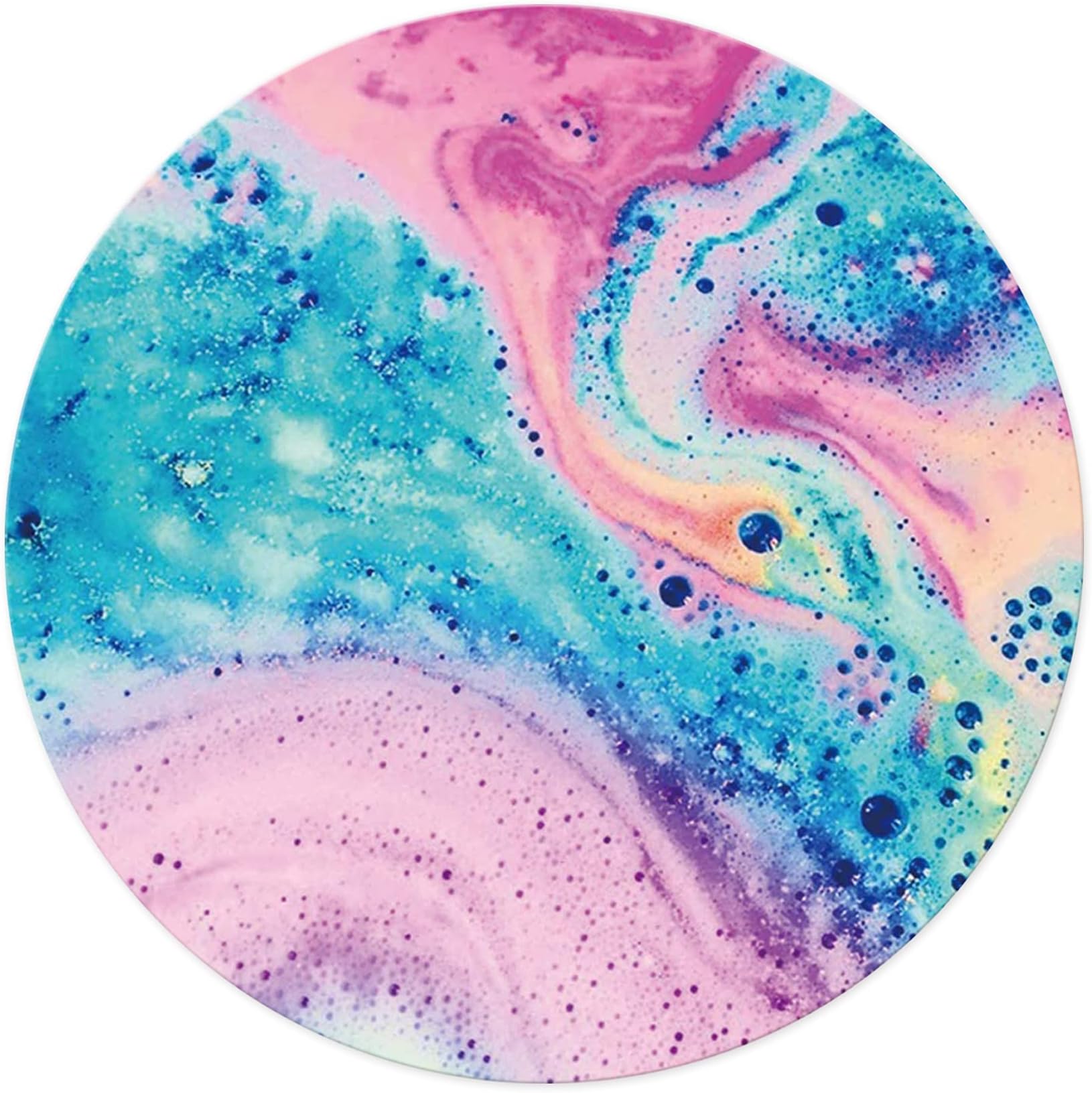 Mouse Pad, Premium-Textured Mouse Pads, Pink Blue Marble Art Design Round Mouse Mat Custom for Cute Women Girls, Non-Slip Rubber Mousepad with Stitched Edge for Computers Laptop