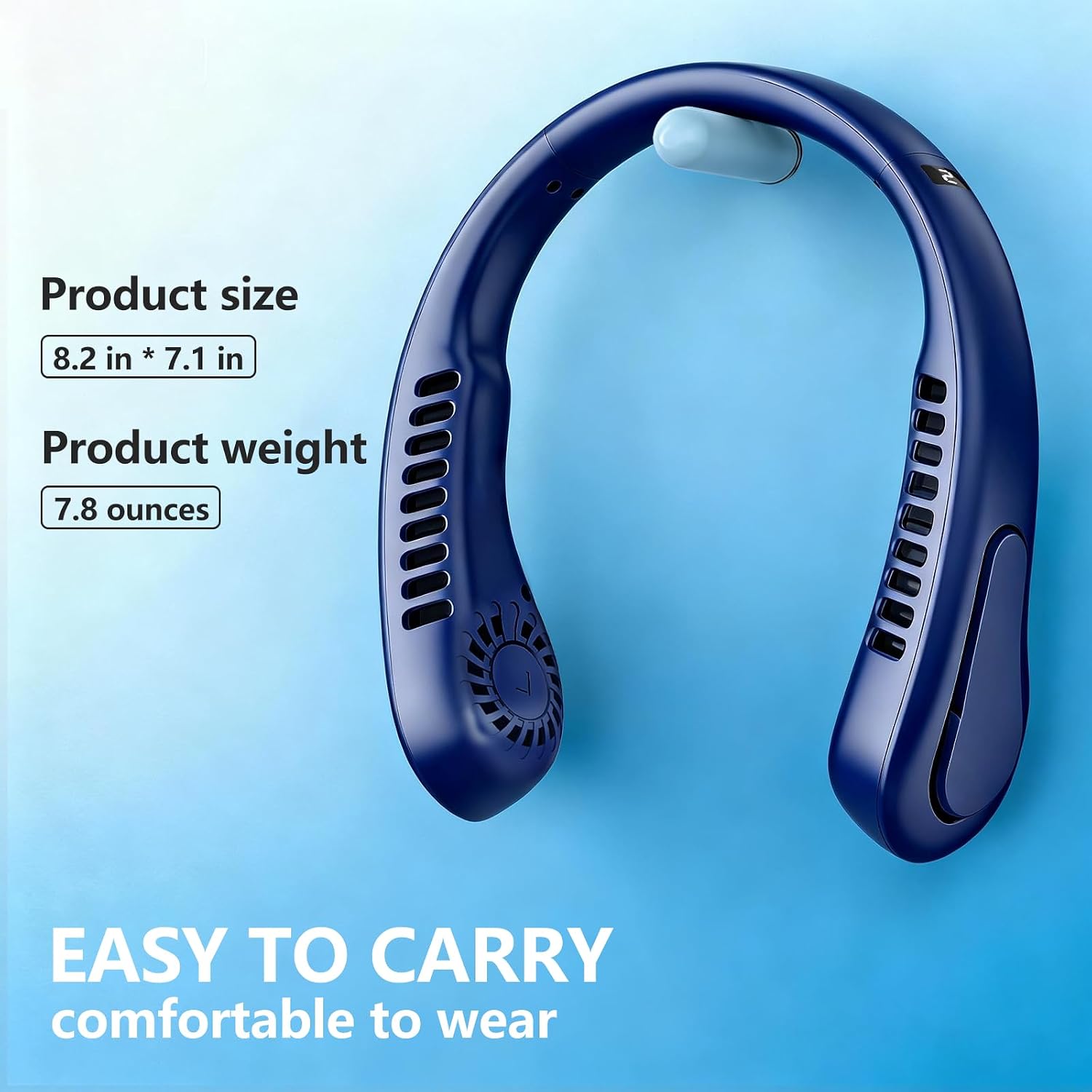 Portable Neck Fan, Hands Free Bladeless Fan with 5 Speeds, 360° Cooling Personal Fan, USB Rechargeable Wearable Fan for Travel, Twistable, Mini Fan, Birthday Gift for Women Men, Blue