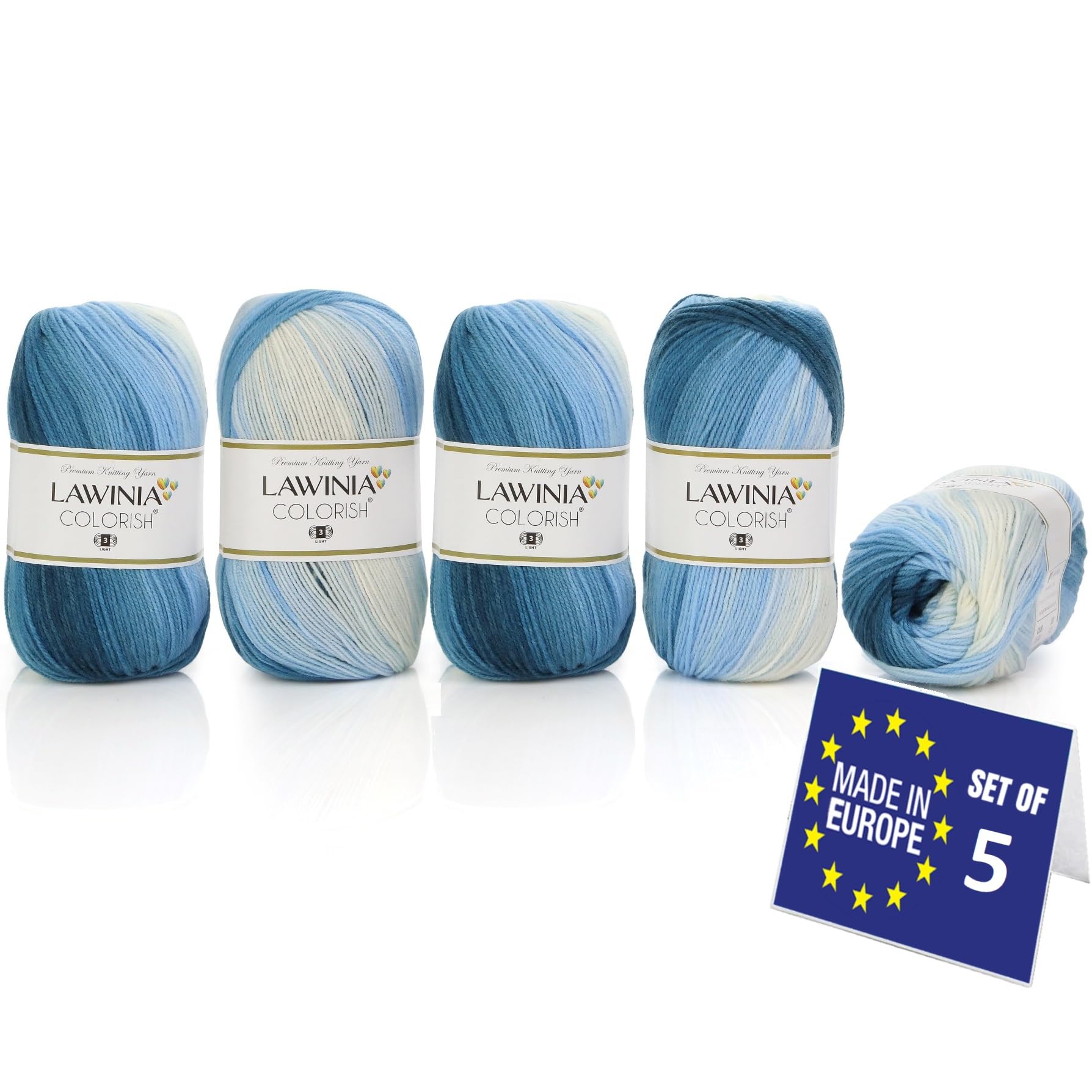 COLORISH Luxury Rainbow Yarn DK, Rainbow Wool for Knitting, Pack of 5 Each 100g - 350m 100% Acrylic DK Knitting Yarn, Multicoloured Wool, Ombre