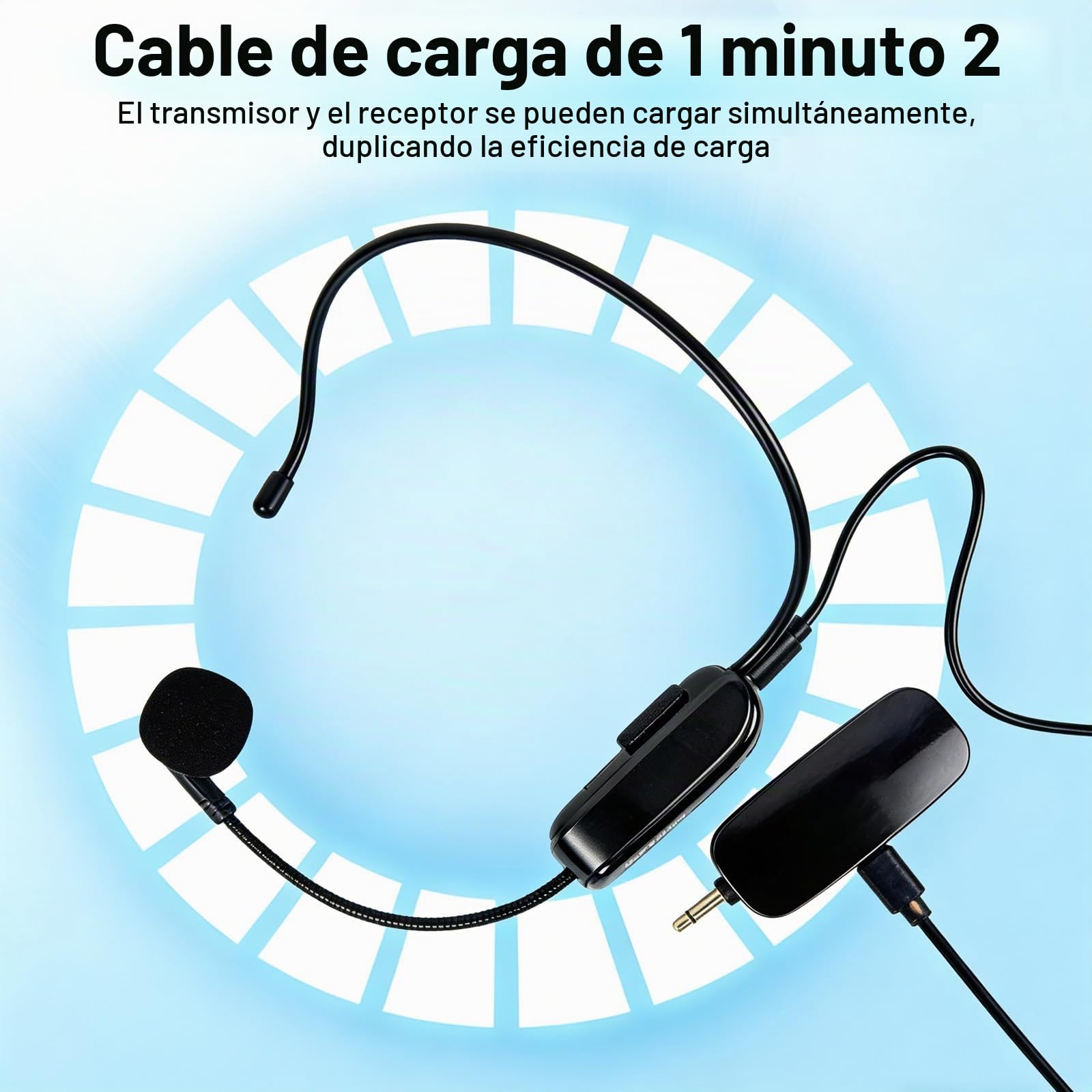 Auriculares de Micrófono Inalámbrico, Micrófono UHF Inalámbrico Recargable, Micrófono de Cabeza Inalámbrico, Auriculares de Micrófono Inalámbrico, Rango de 50 m, Micrófono con Diadema para Enseñanza