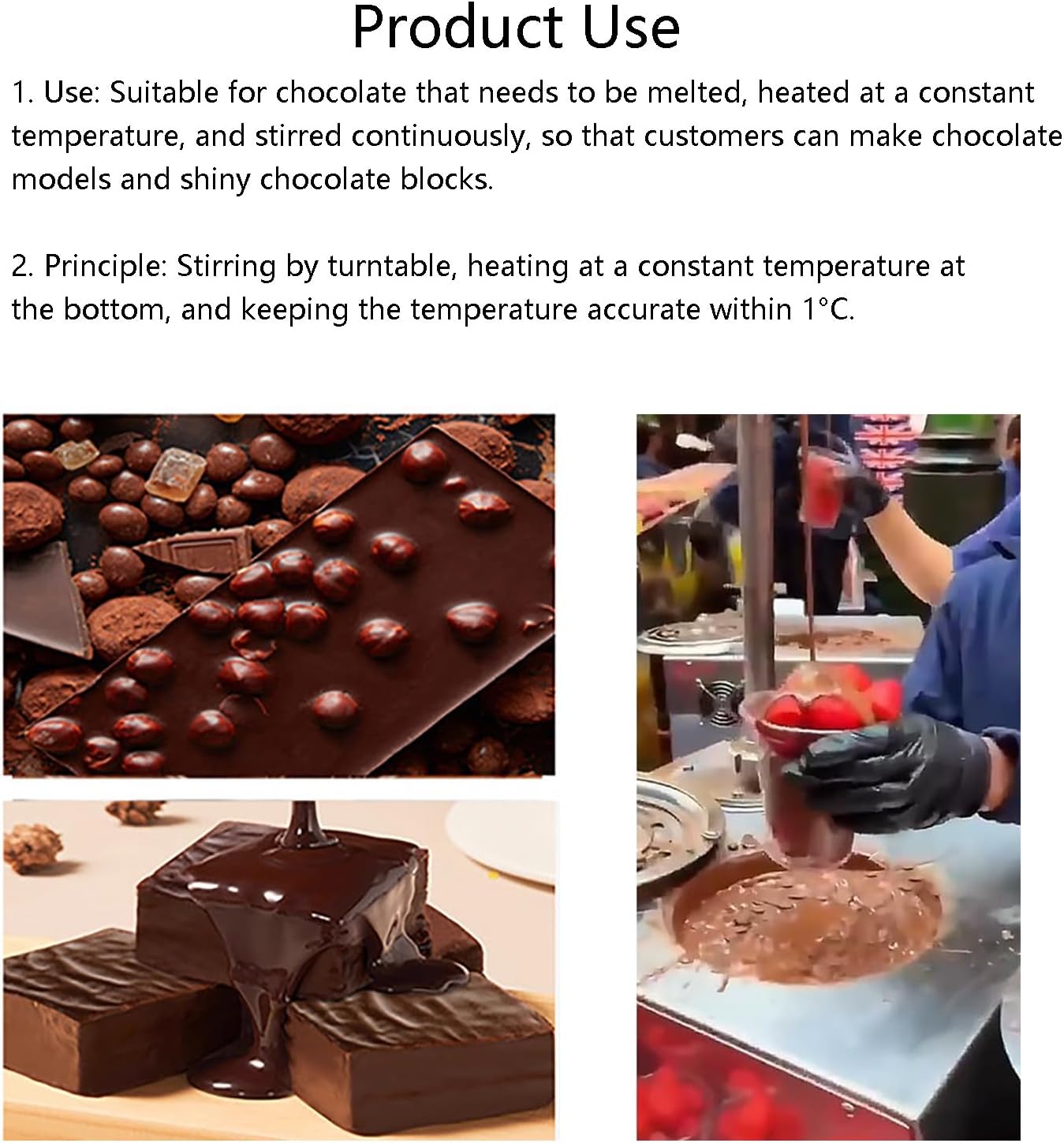 Countertop Chocolate Tempering Machine, Chocolate Fountain Machine, Strawberry Chocolate Coating Machine, Chocolate Dispenser, Chocolate Melting Machine,5.5L