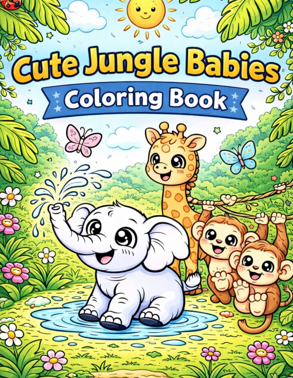 Cute Jungle Babies Coloring Book (Tiny Tails: Sweet & Adorable Baby Animals Adventures)
