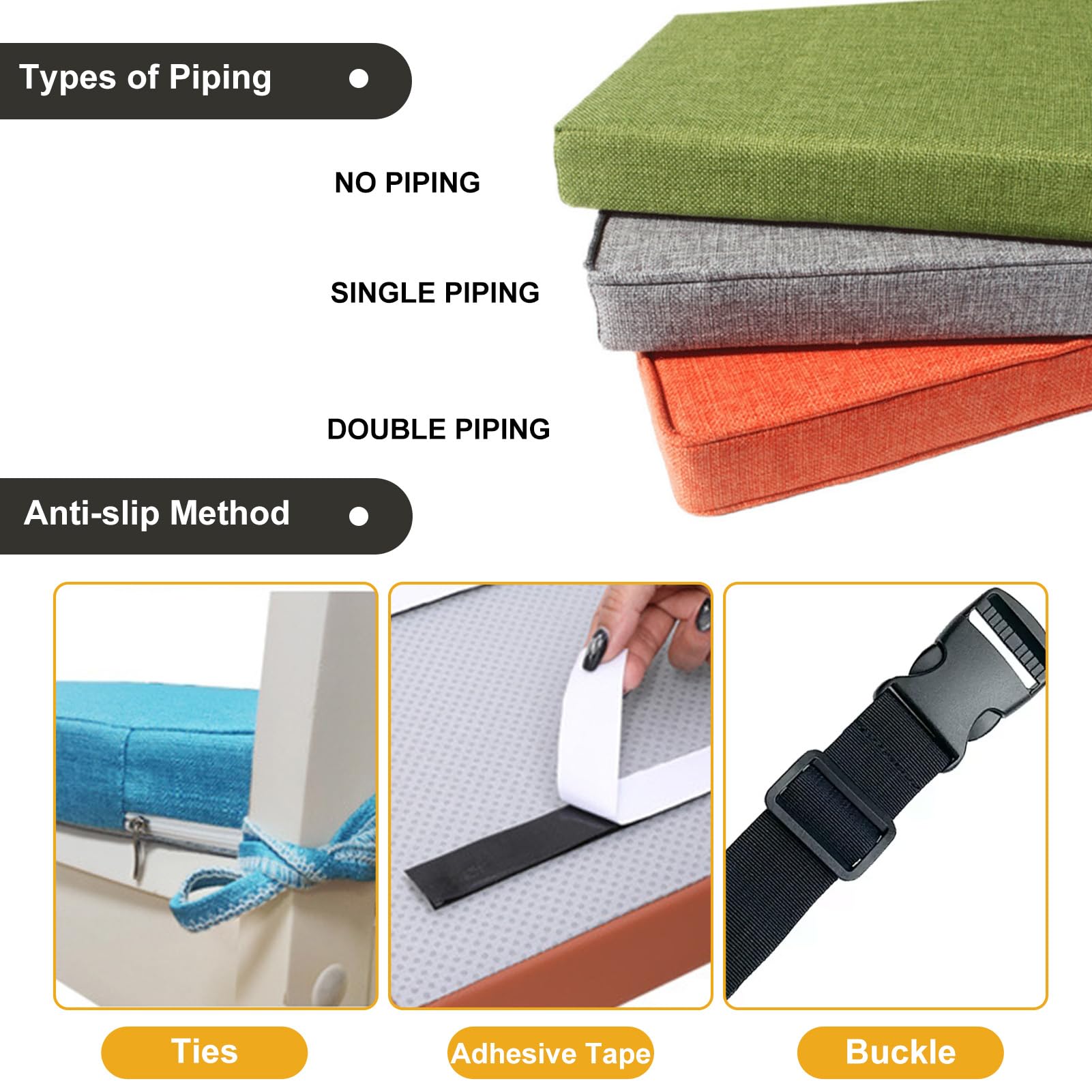 GYCF Cuscino Su Misura Per Panca – Antiscivolo, In Similpelle, Con Imbottitura 50D, Personalizzabile Per Interni/Esterni – Ideale Per Giardino E Cucina