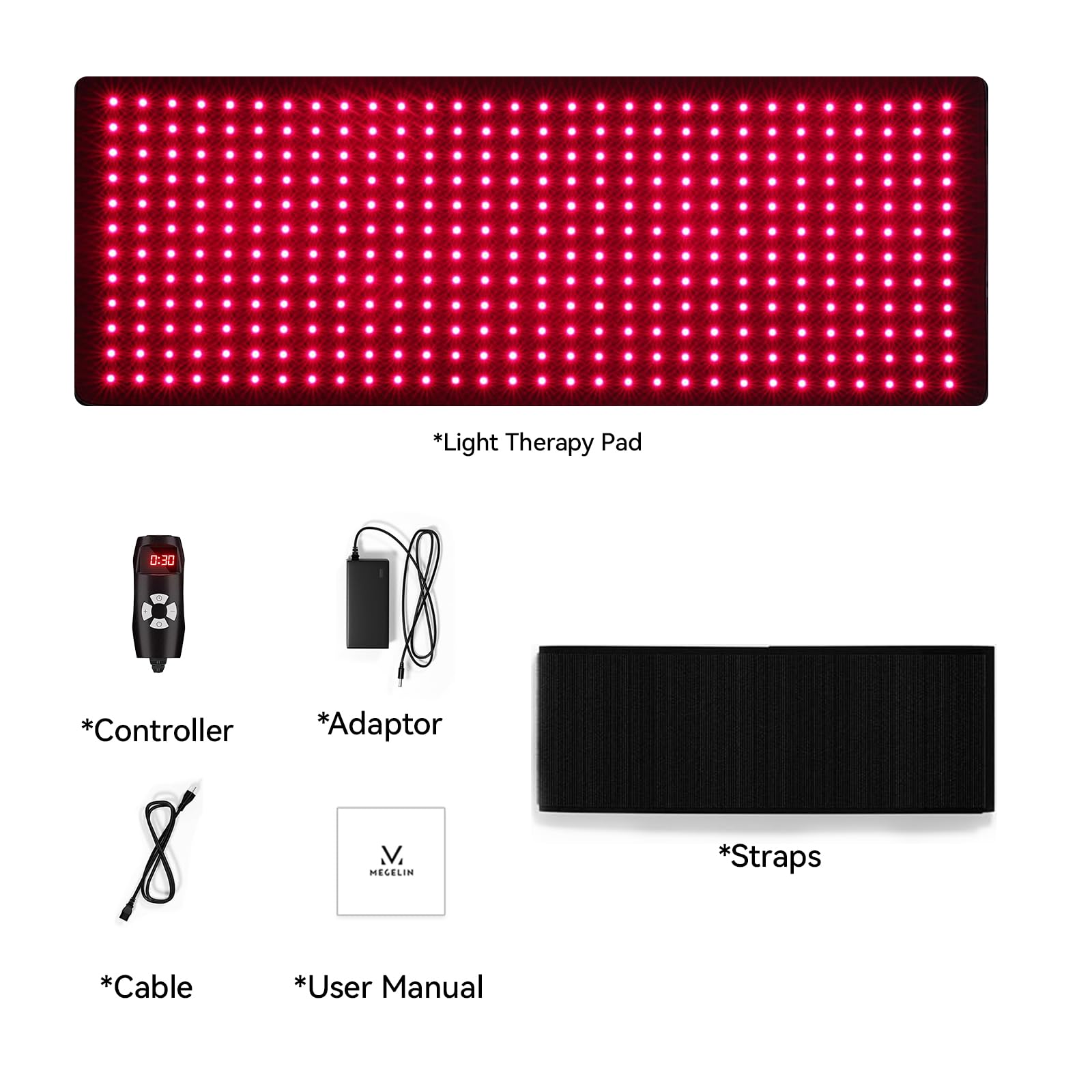 Pas do terapii na podczerwień z czerwonym światłem, 360 diod LED, czerwone światło 660 nm i 850 nm światło bliskiej podczerwieni w domu