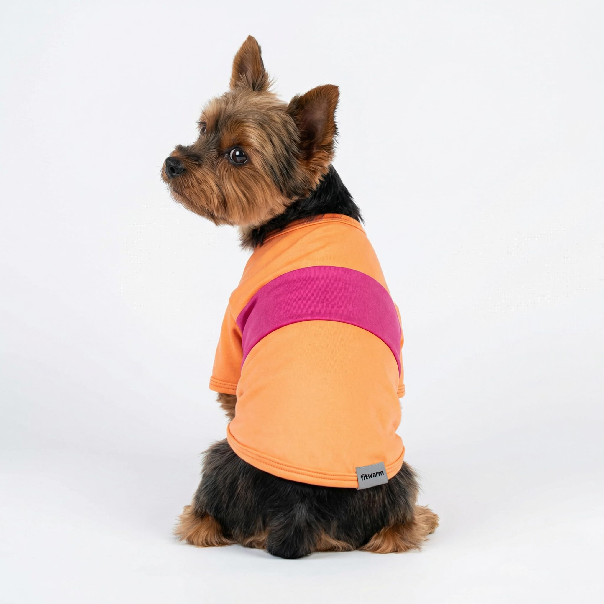 Fitwarm Lot de 3 Chemises rayées aux Couleurs contrastées pour Chien, vêtements d'été pour Petits Chiens, t-Shirts Respirants et légers pour Chien, Tenues pour Animaux de Compagnie, Rose, Orange