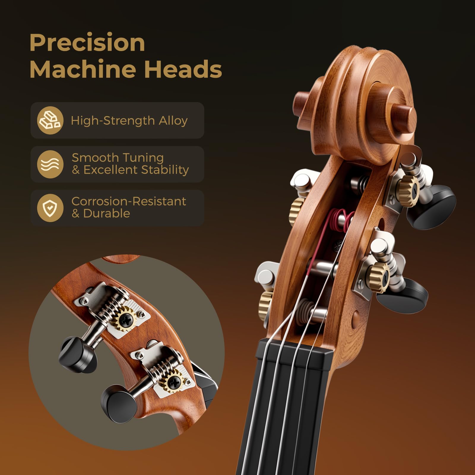 Vangoa Violon Acoustique 4/4 Fabriqué à la Main avec Étui Rigide Léger pour Débutants Adolescents Adultes Droitiers