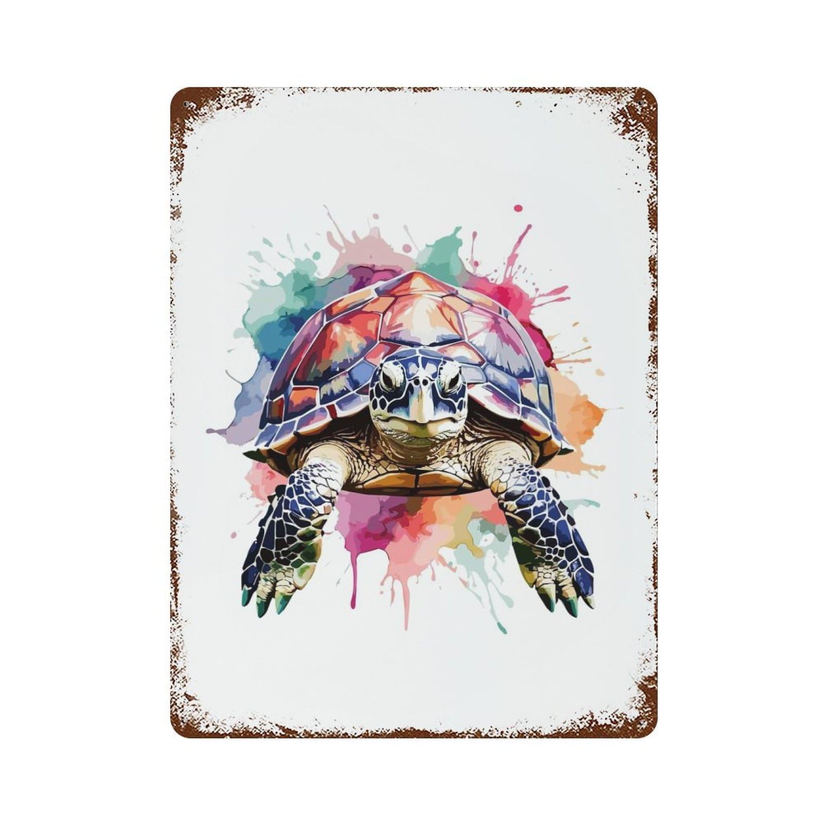 Vintage Rust Metal Sign Turtle Face 15.7"x11.8", Novelty Wall Decor for Garage, Bar And Workshop Decor