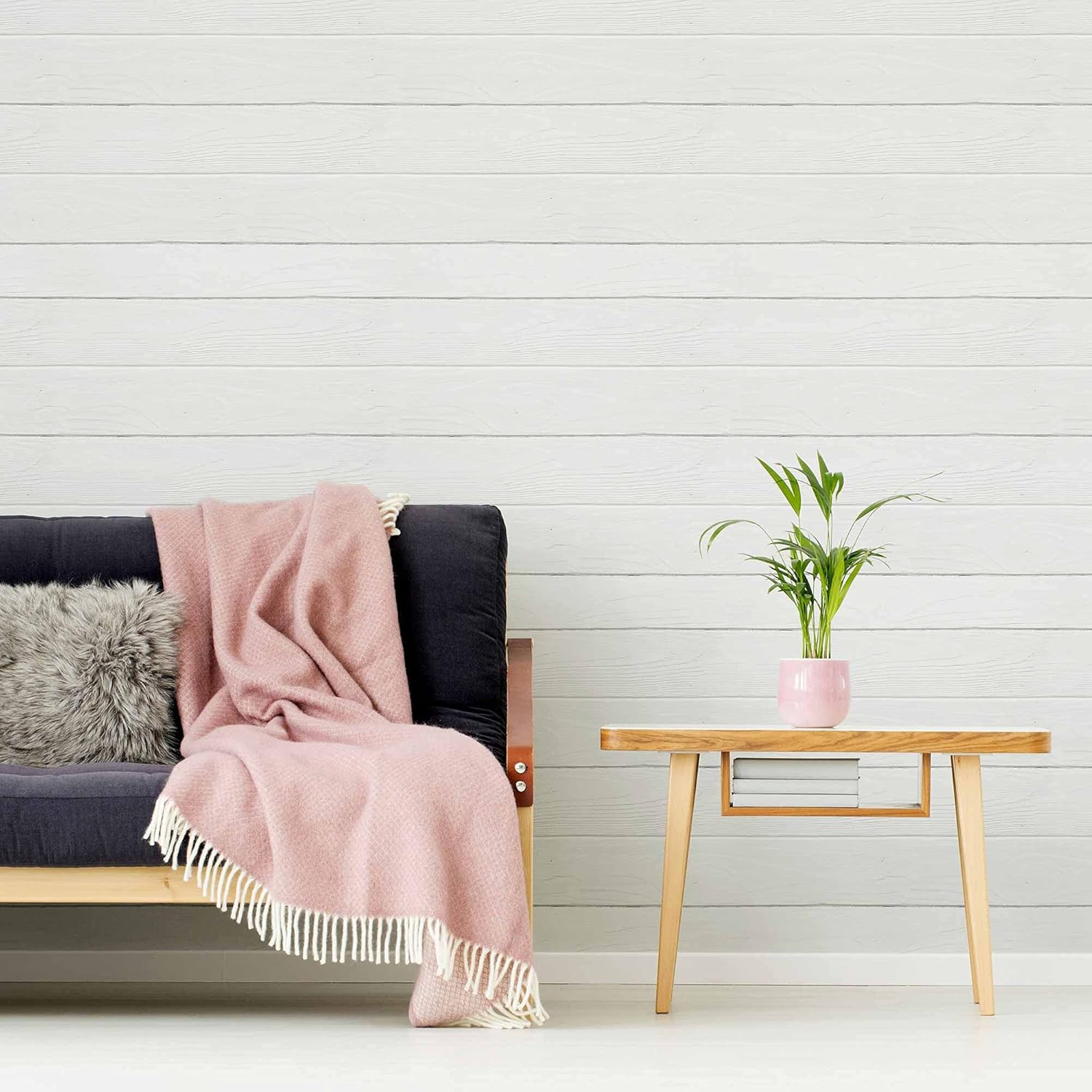 SpeedWallpaper Black and White Shiplap Peel and Stick Removable Wallpaper 5005