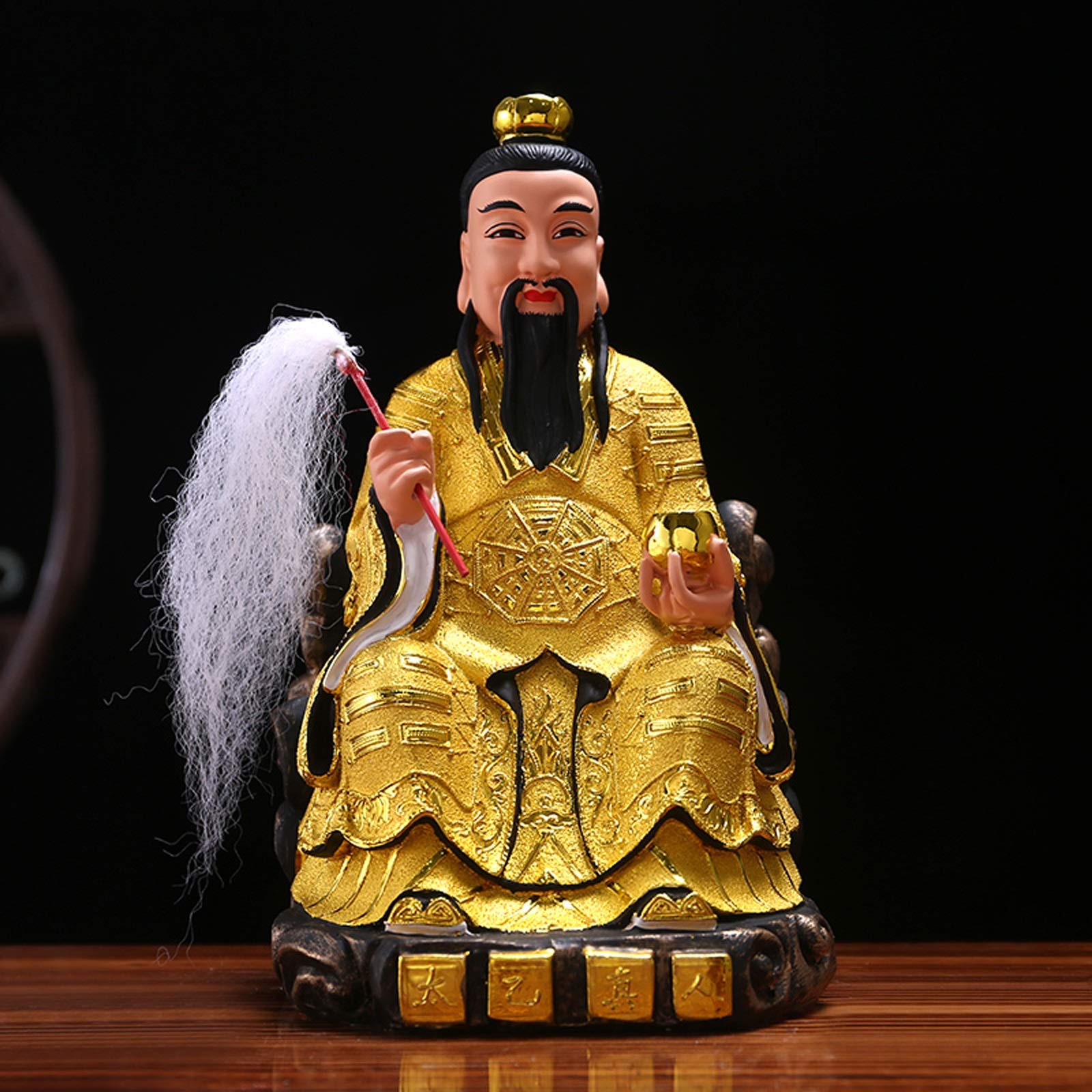 Estatuas de Feng Shui Regalo de Feng Shui chino Figura mitológica tallada a mano Buda Decoración de la oficina en el hogar Decoración de mesa de resina de 11,8 pulgadas Regalos de buena suerte (dora