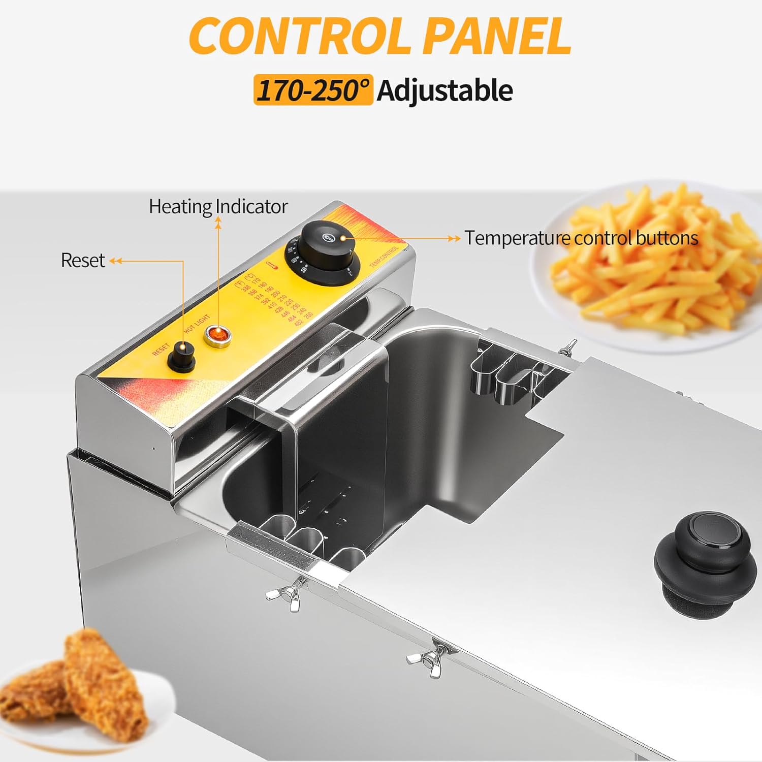 Commercial Deep Fryer, 12 Liter Electric Fully Automatic Cheese Hot Dog Sausage Grill Oven Strip Deep Fryer Large Capacity Electric Deep Fryer 50-200℃ Temperature Adjustable